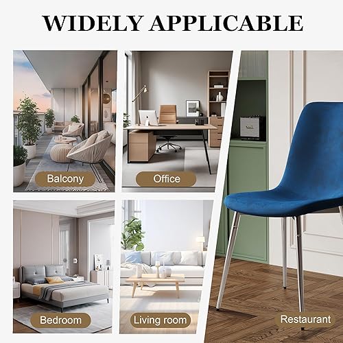 Miniatura 8 de Mid-Century - Juego de 4 sillas de comedor modernas, cómodas sillas auxiliares con asiento de tela, patas plateadas de metal resistentes para