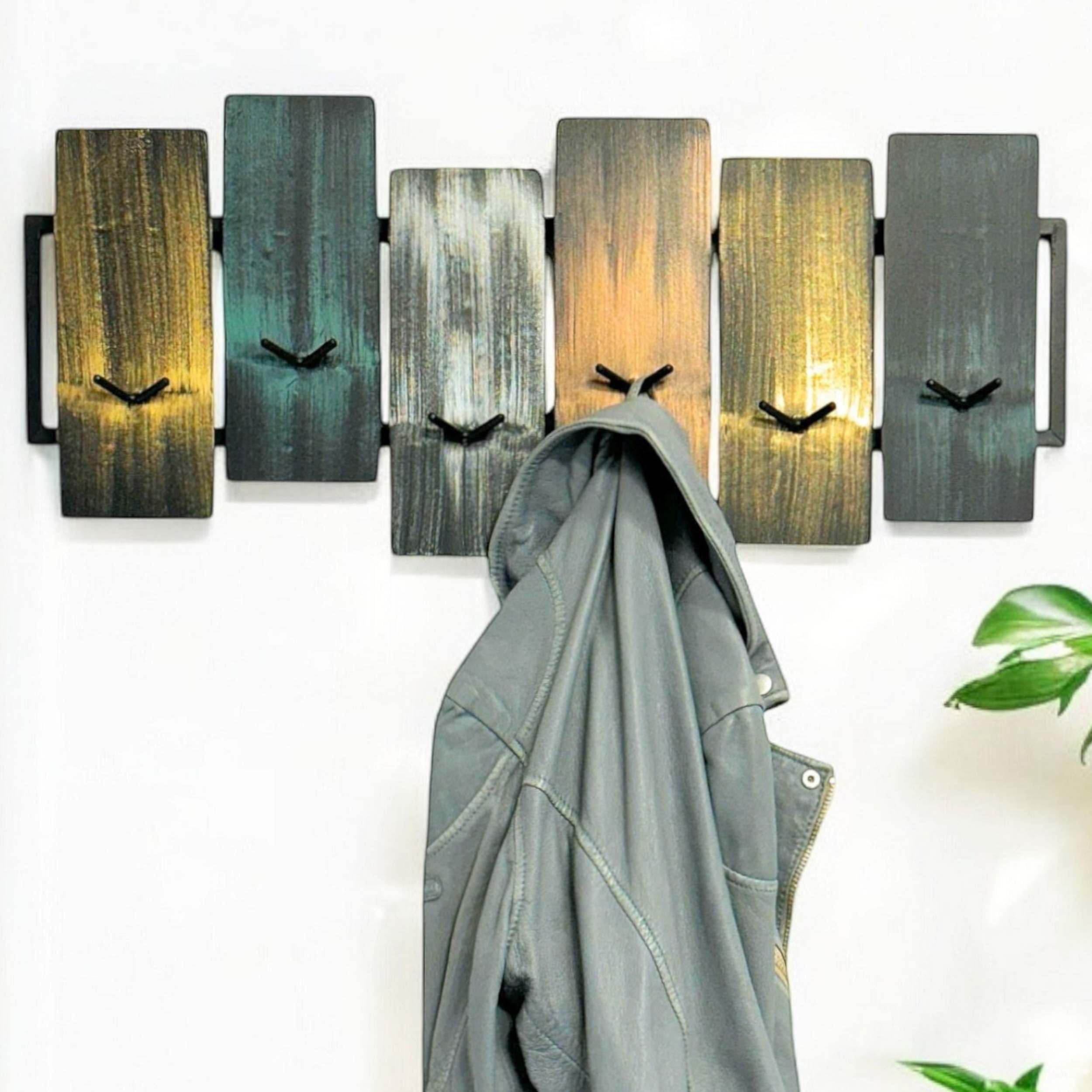 Porte-manteau mural moderne en métal DanDiBo 96629 à 12 crochets noir