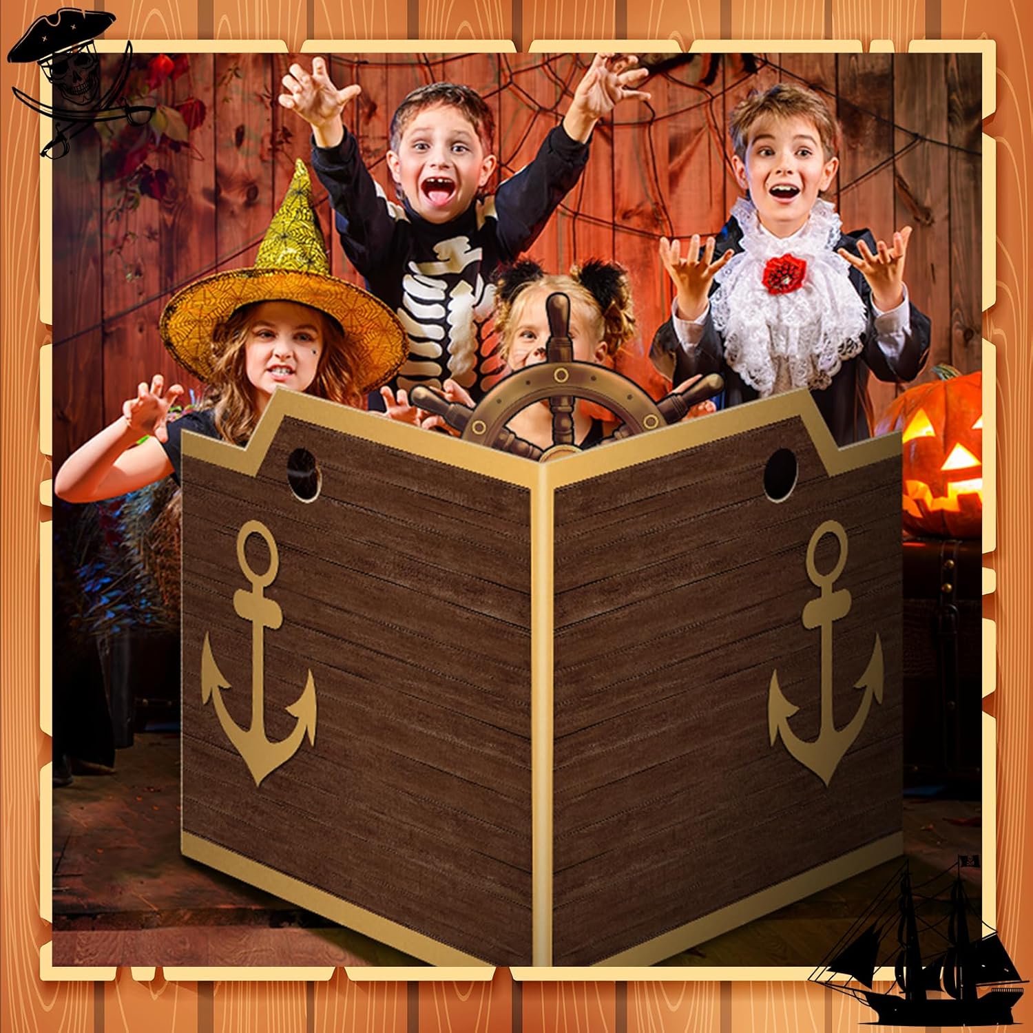 3 Pcs Pirate Ship Decor Set Pirate Ship Wheel Cardboard Cutout15.8 inch Nautical Party Decorations Photo Props for Nautical Party Decor Halloween Decor