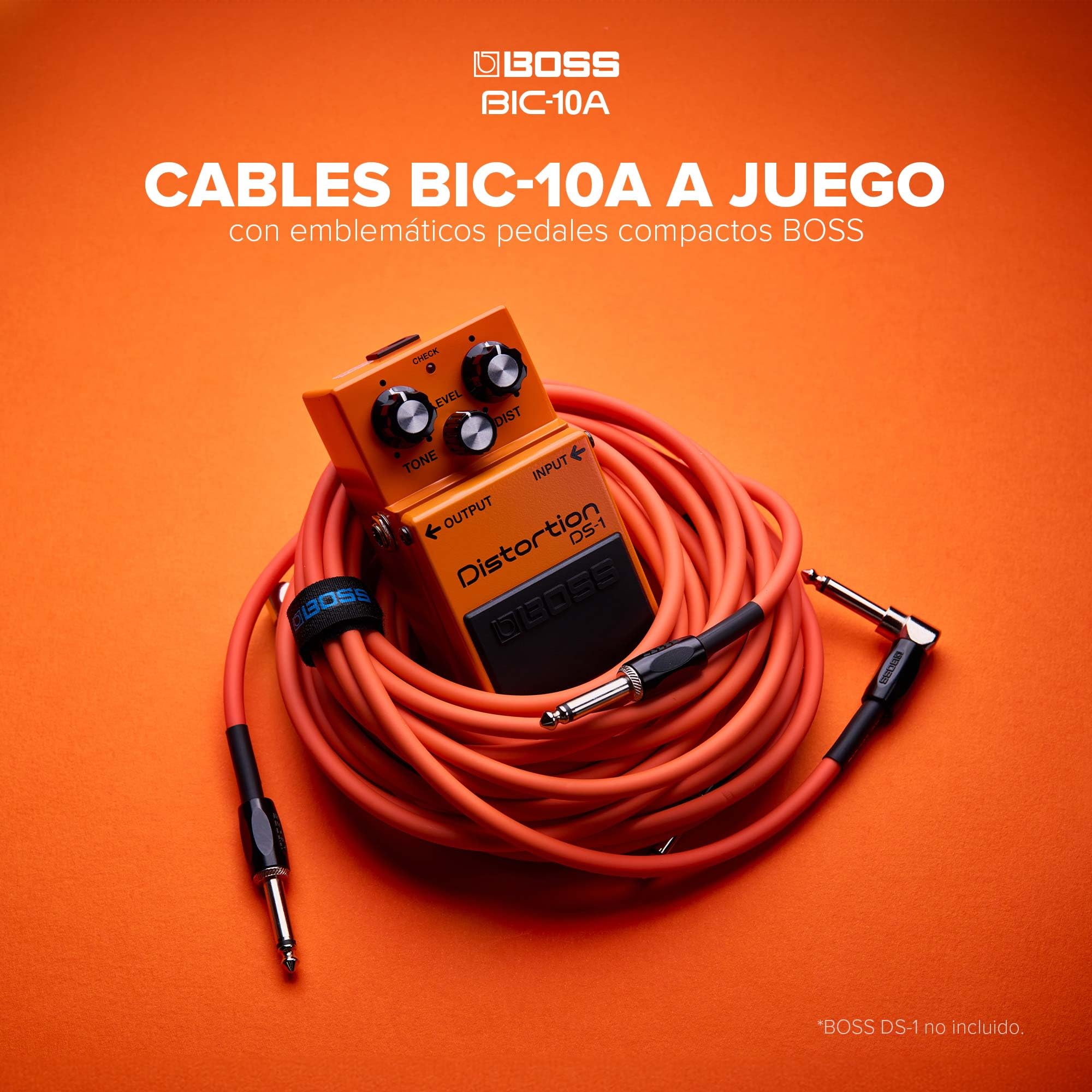 BOSS Serie BIC-10A | Cable de instrumento | Conectores de recto a ángulo recto de ¼ de pulgada | 3 m de longitud | Cables para guitarra, bajo y más | Silencioso y resistente | Negro