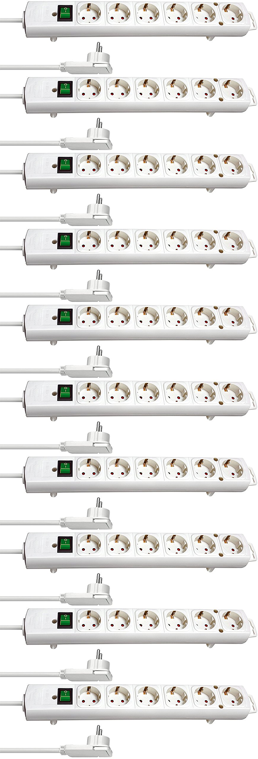 Brennenstuhl Steckdosenleiste Comfort Line Plus 6 (mit Flachsteckerschalter, 2m Kabel, extra breiter Abstand am Gerät, Farbe: weiß