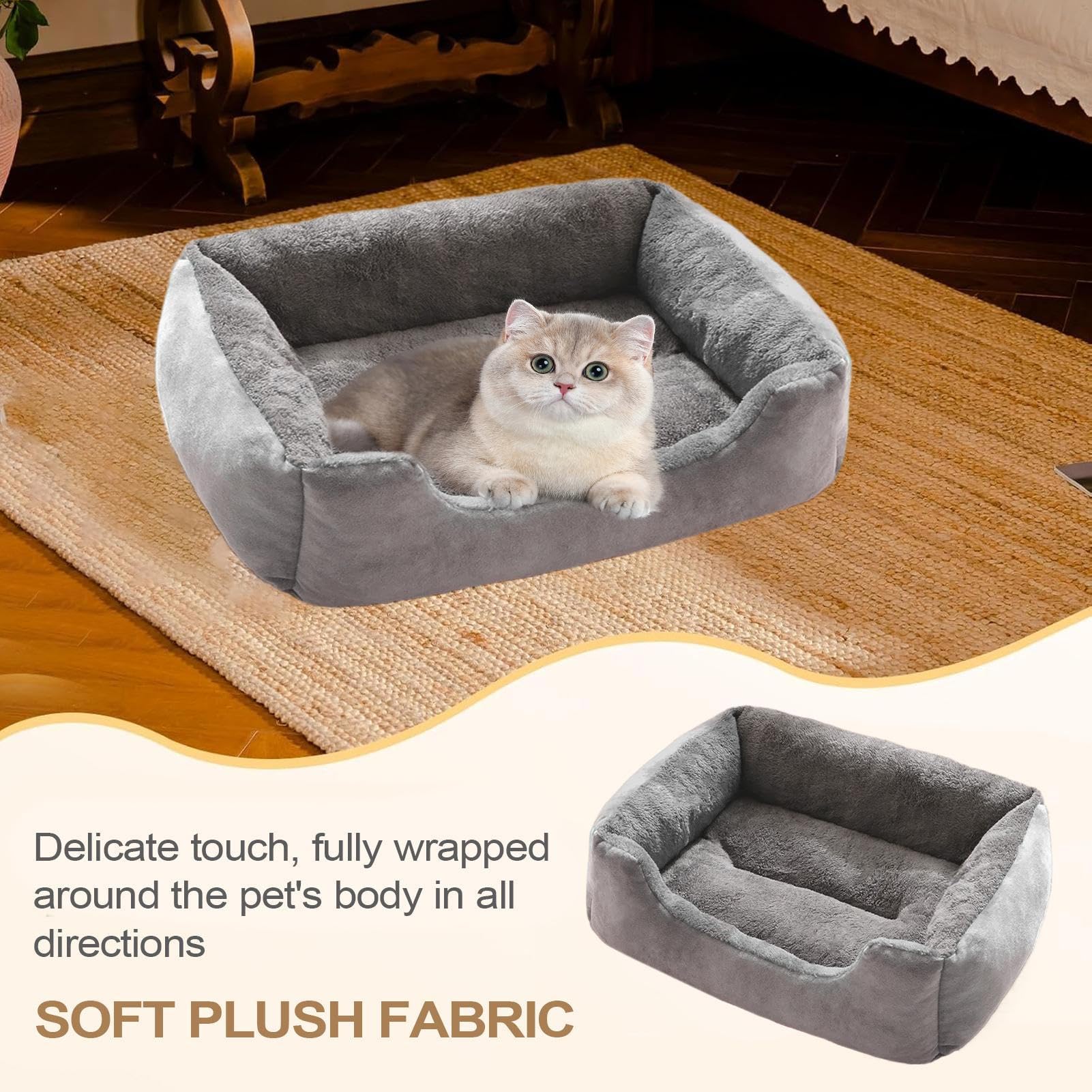 Cama para Perros Pequeños Cama para Mascotas de Cachorros y con Fondo | Calmante Para Dormir Y Calentar Suave Para Interior Exterior Sala Balcón Suelo Terraza