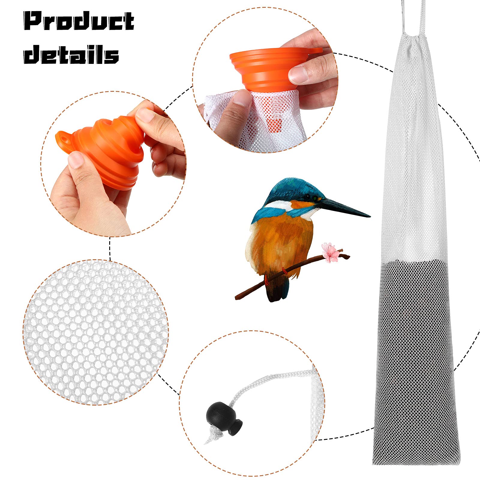 GXXMEI Vogelfutterspender Aus Polyester – 8 Stück, Schwarz, Für Distelsamen
