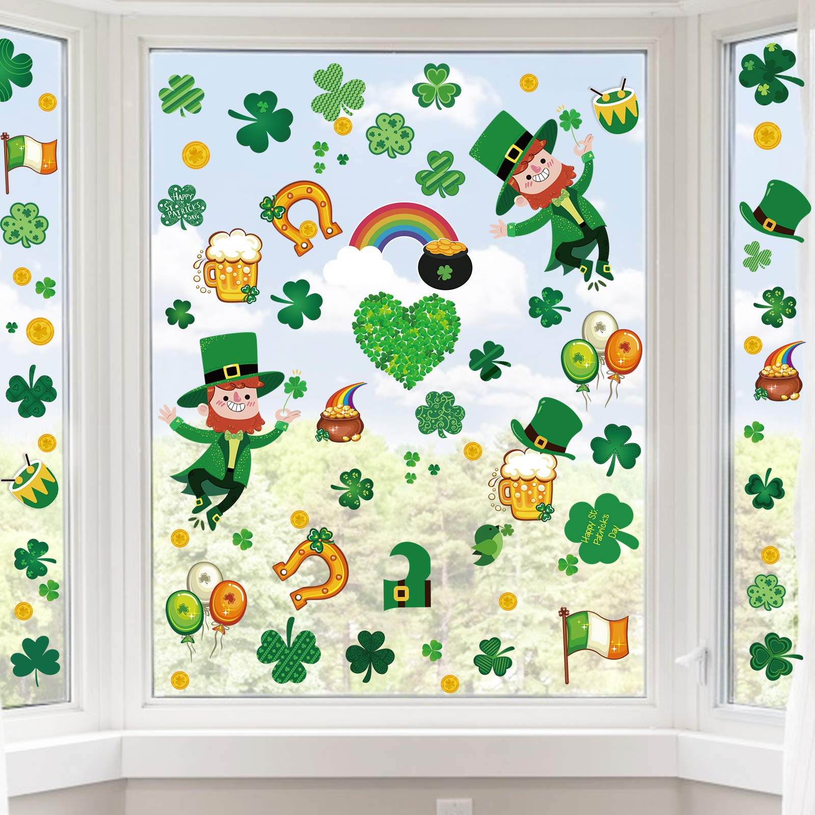 Amazon.com: St Patricks Day Window Clings, Shamrock Stickers for St ...