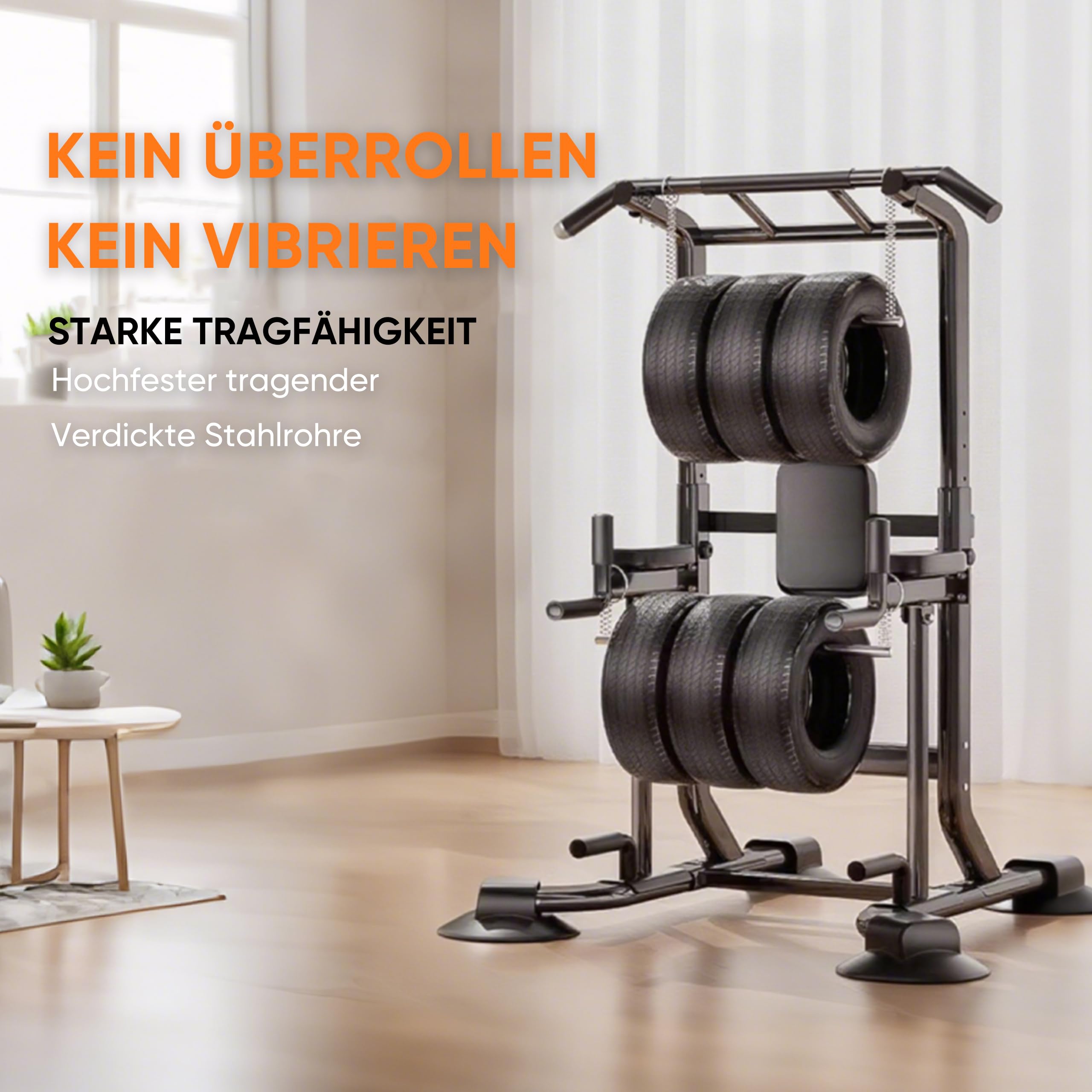 Verstellbare Klimmzugstange mit Rückenstütze & 6-fach Höhenverstellung (175-240 cm) – 160 kg Belastbarkeit, Robuster Stahlrahmen für Rücken-, Bauch- & Brusttraining | Heimtrainingsgerät