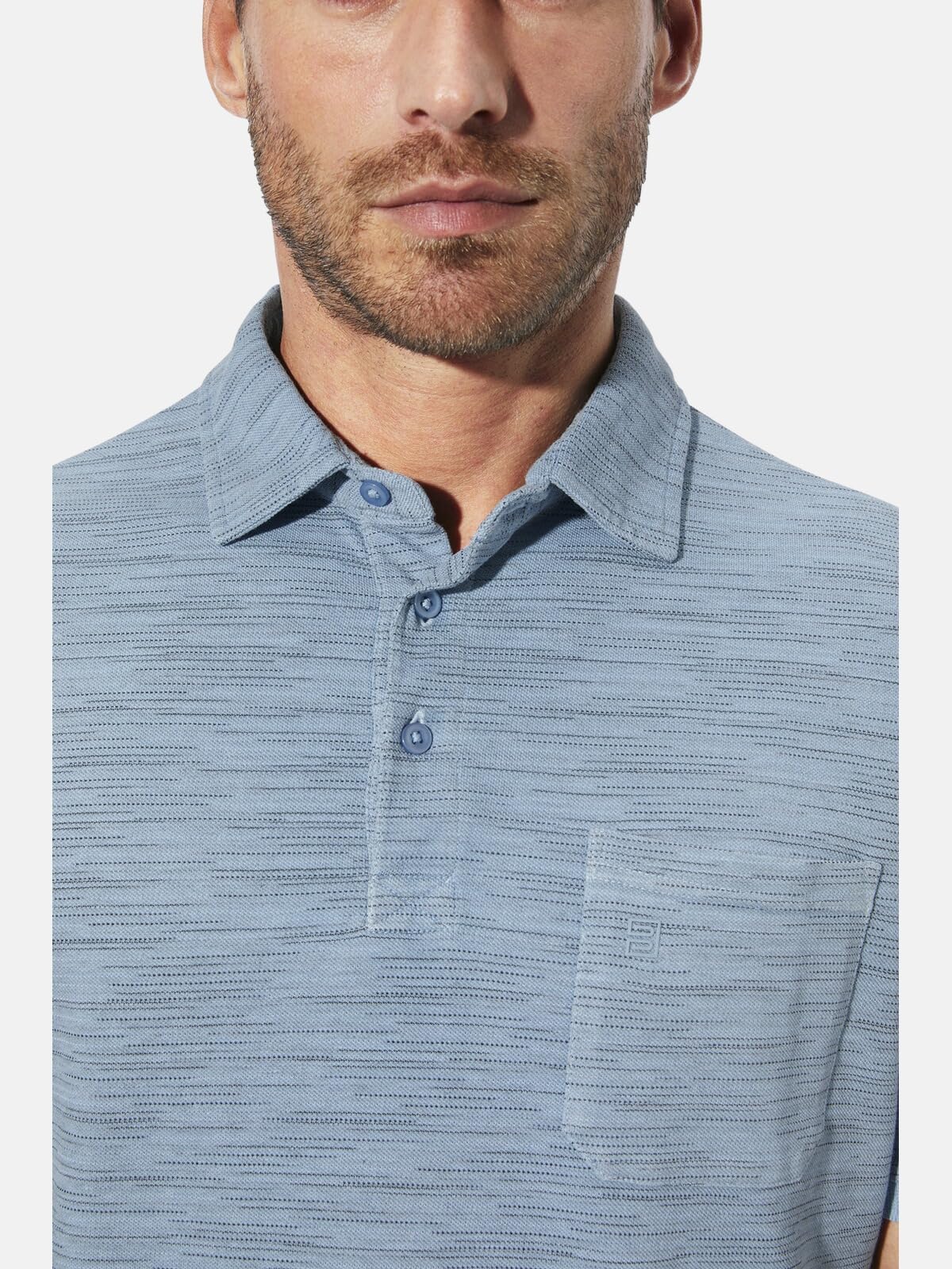 BABISTA Herren Poloshirt Korlin | mit Polokragen und Knopfleiste – meliert, mehrfarbiges Garn, Brusttasche mit Stickerei, Freizeit & Casual-Style bis 5XL