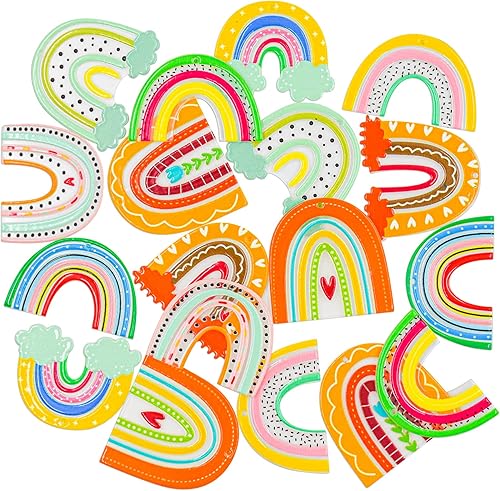 Miniatura 2 de 18 dijes acrílicos con estampado bohemio de arcoíris, pequeños y frescos y lindos estilo arcoíris, cuentas para manualidades, collares, pulseras,