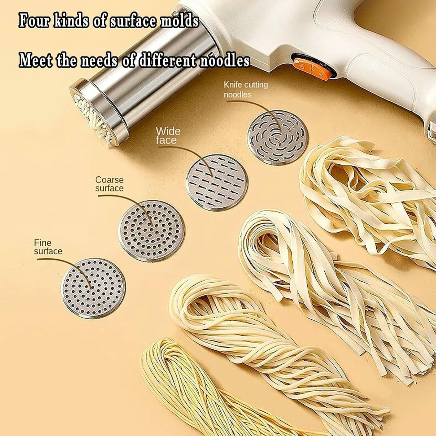 Acero inoxidable, puede prensar hasta 28 catties de fideos/18 pulsaciones/1 botón/diseño desmontable(Standard White)