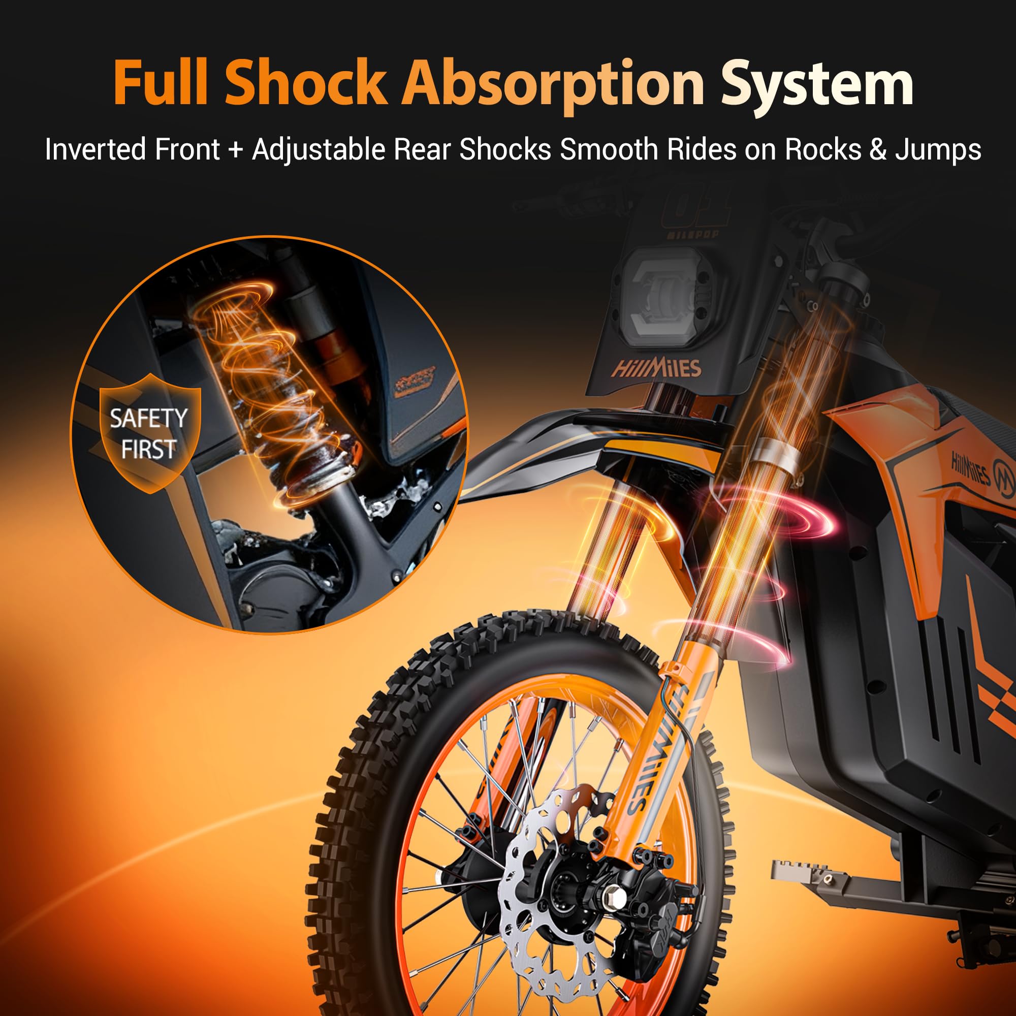 MilePop1 Moto Elettrica Per Adolescenti E Adulti, Motore Da 3000W | 220Nm | Velocità Max 50 Km/H | 48V/25Ah | Pendenza 30°, Con Freni Idraulici E Musica, Mini Moto Fuoristrada Per Età 13+