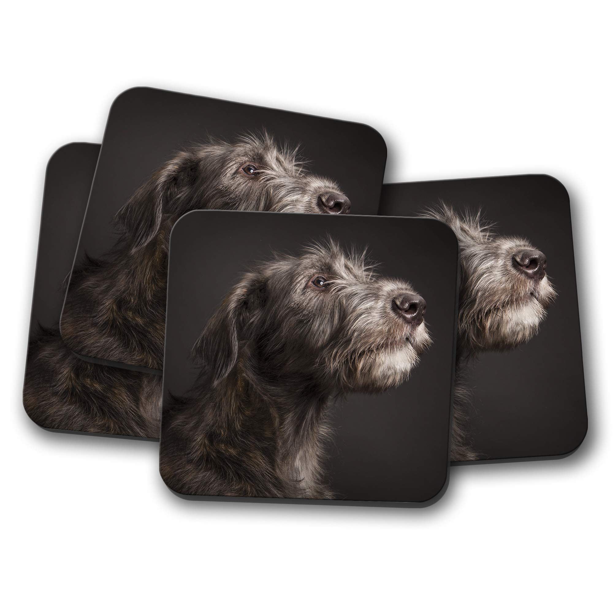 Destination Vinyl Ltd Multicolor 4 Set - Beautiful Irish Wolfhound Coaster - Dog Hound Puppy Ireland #12573