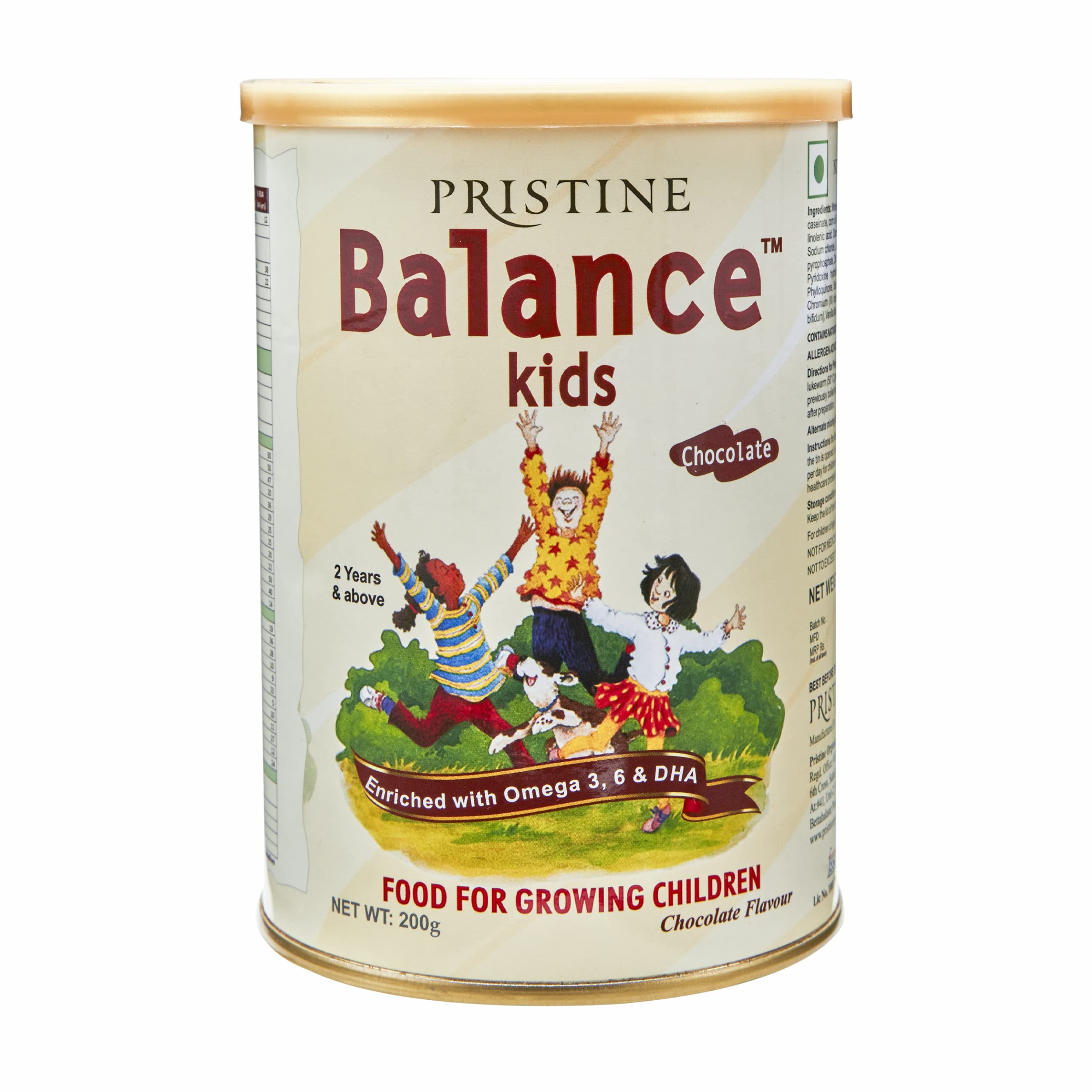 PRISTINE Balance Kids Chocolate, Food for Growing Children, 200 g (Pack of 3)
