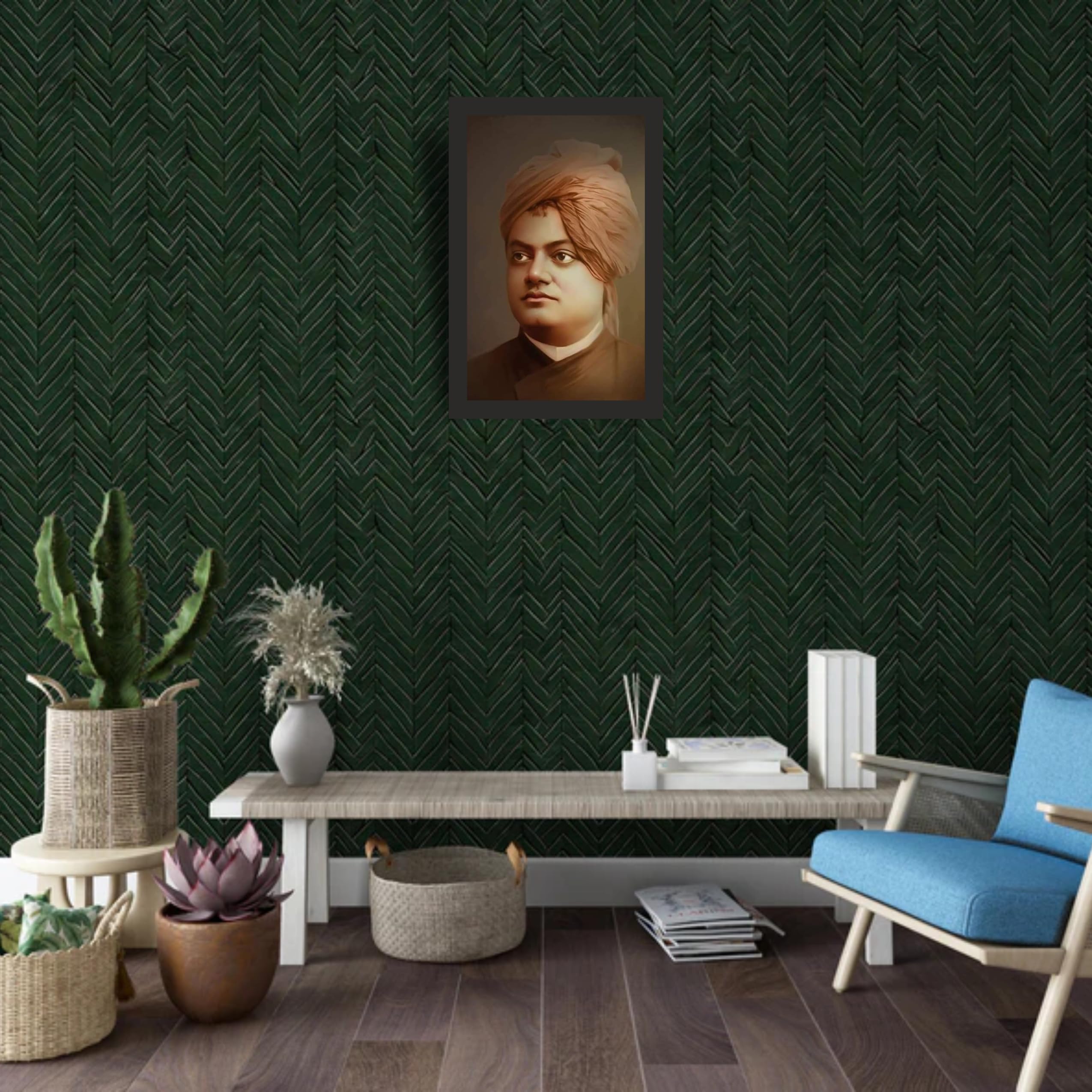 Swami Vivekananda Spiritual Portrait Wall Art Frame 12x18 Inch