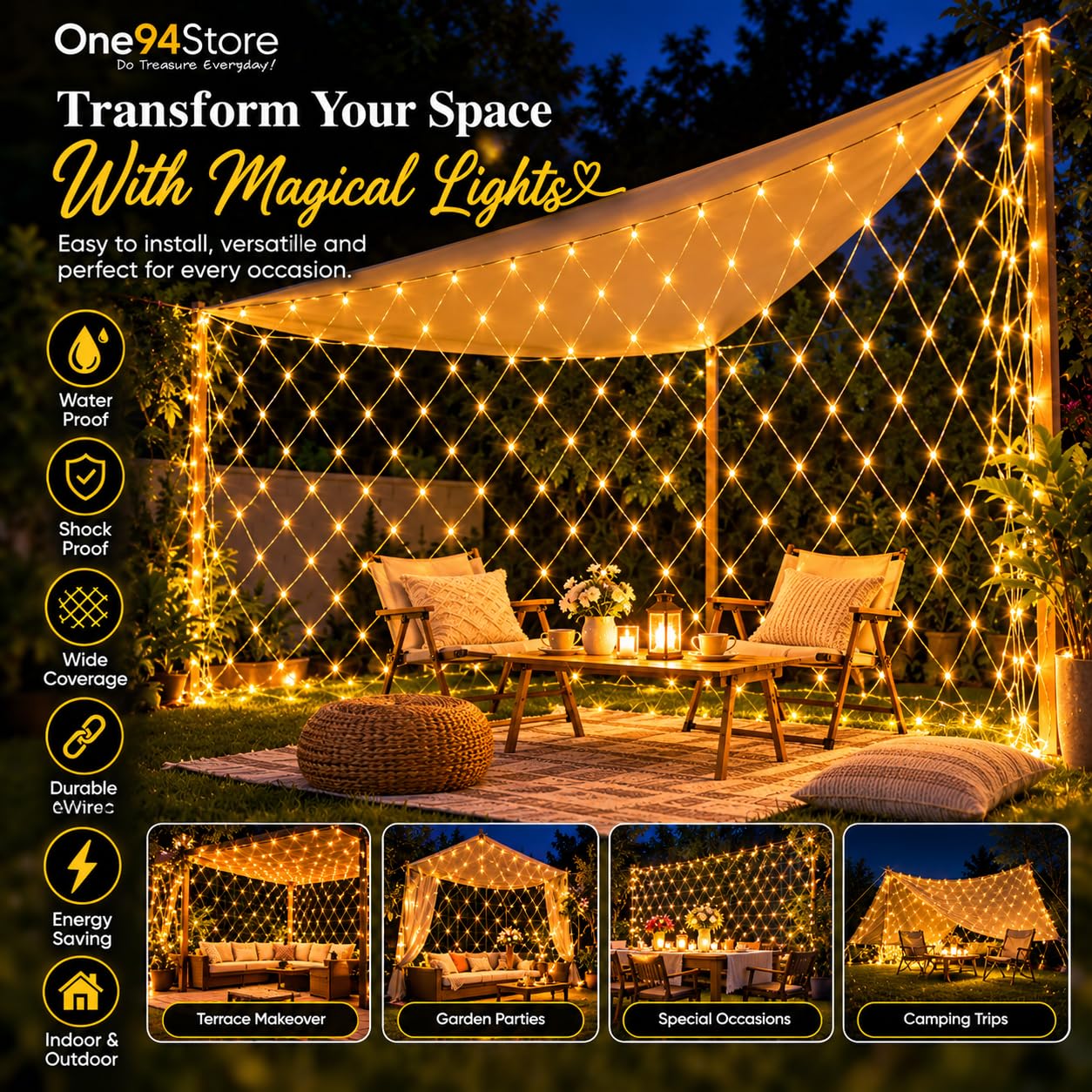 Warm White Fairy String Lights - 240 LEDs, 8 Modes -9