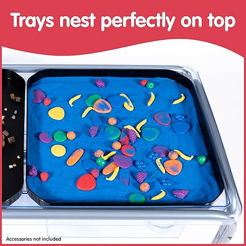 Miniatura 7 de edxeducation - Mesa educativa para arena y agua, marco de acero inoxidable, bandeja grande y muy fuerte con tapón, interior y exterior,