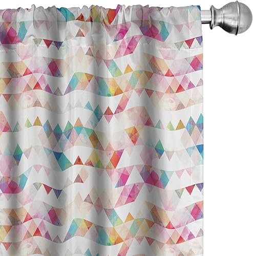 Miniatura 33 de Lunarable Cortinas amarillas, inspiradas en el picnic de los años 50, 60 y 70, diseño de lunares retro con estampado de lunares, tratamientos de