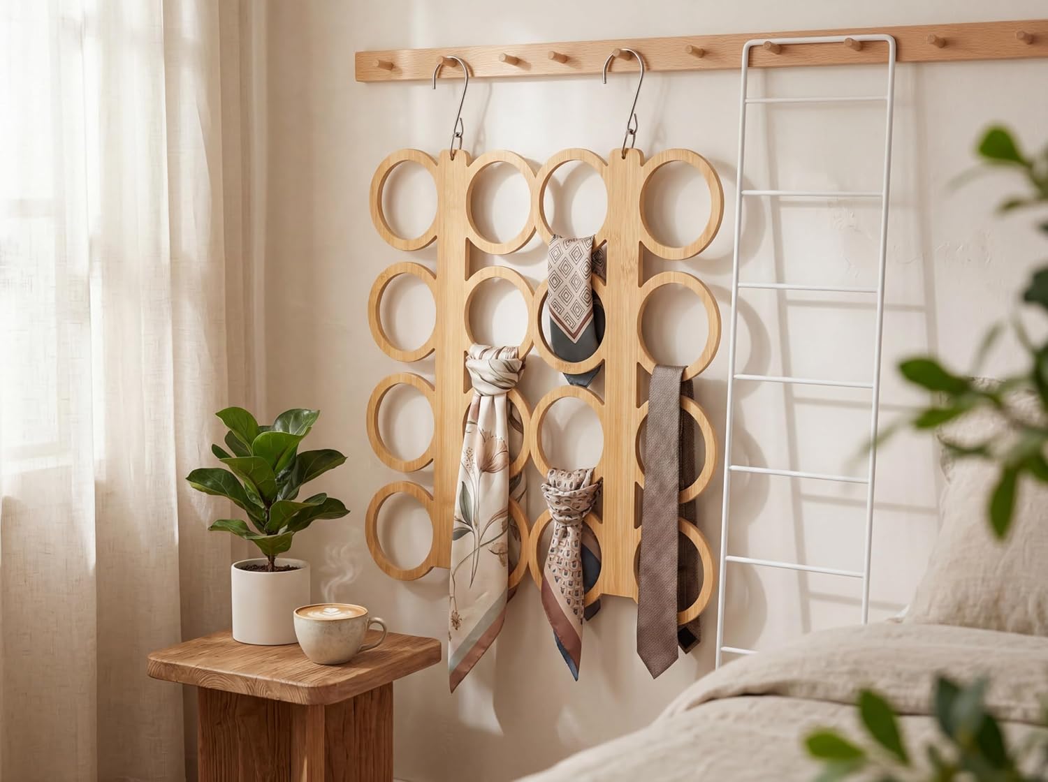 Scarf Hanger Holder Organizer Tank Top Hanger 8 Hook Space Saving Closet Accessory for Closet, Dorm & Home,Scarfs,Ties (2, Full Round Closed Hanger)