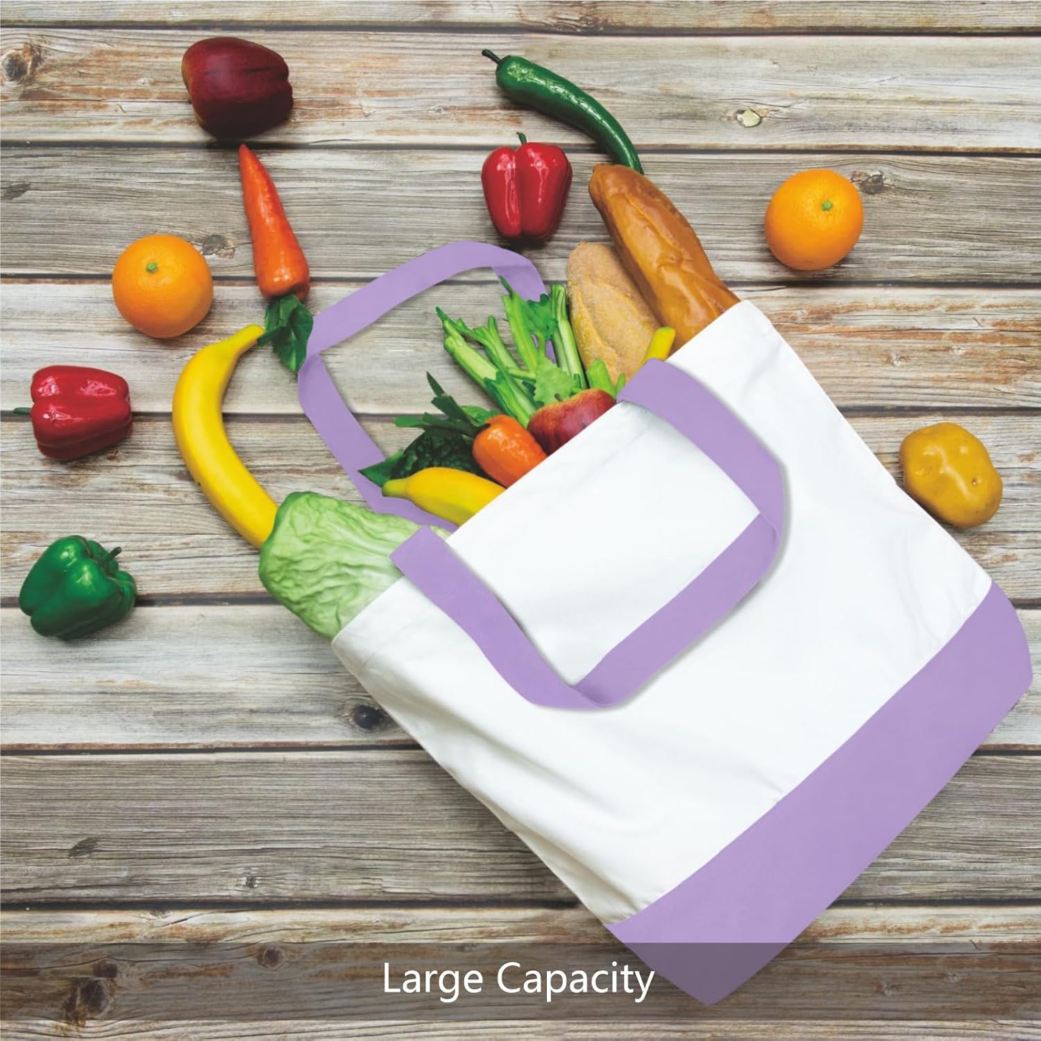 TOPDesign 1-Pack Super Strong Large 12oz Cotton Canvas Tote Bag, Reusable Grocery Shopping Cloth Bag, Fashionable Two-Tone Tote for Crafts, DIY Your Creative Designs - Image 5