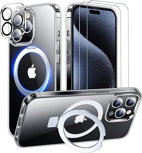 Red2Fire Funda magnética invisible diseñada para iPhone 15 Pro, compatible con MagSafe, antiamarilleo grado militar a prueba de golpes, funda
