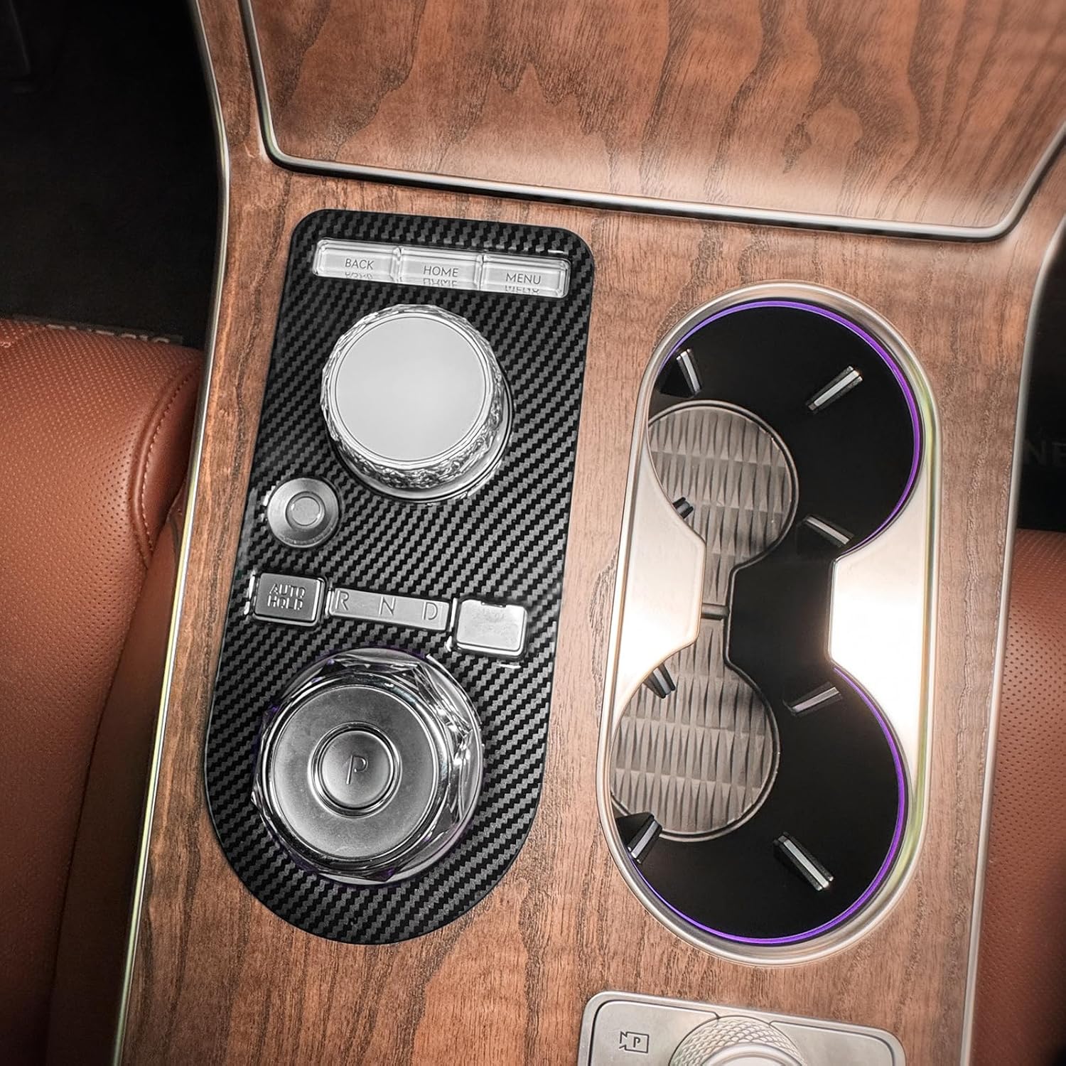 YOUTOOCAR Gear Shift Panel Cover Trim Compatible with Genesis GV80 2025 Accessories (Wood Grain, B)
