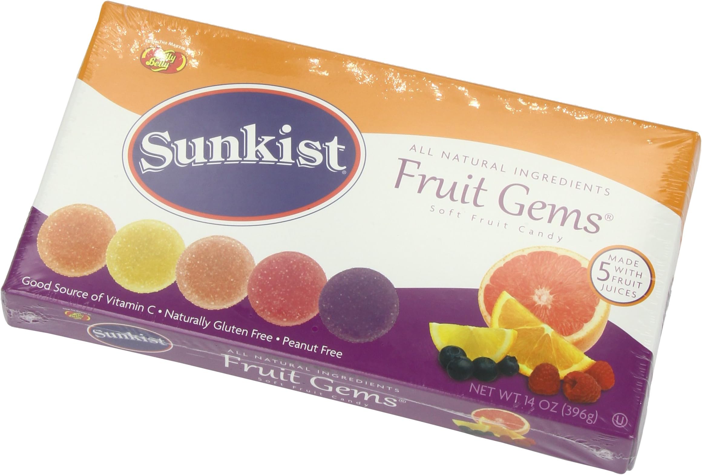 Sunkist Fruit Gems Soft Candy, Assorted Natural Flavors, 14oz Box Gummy Candy