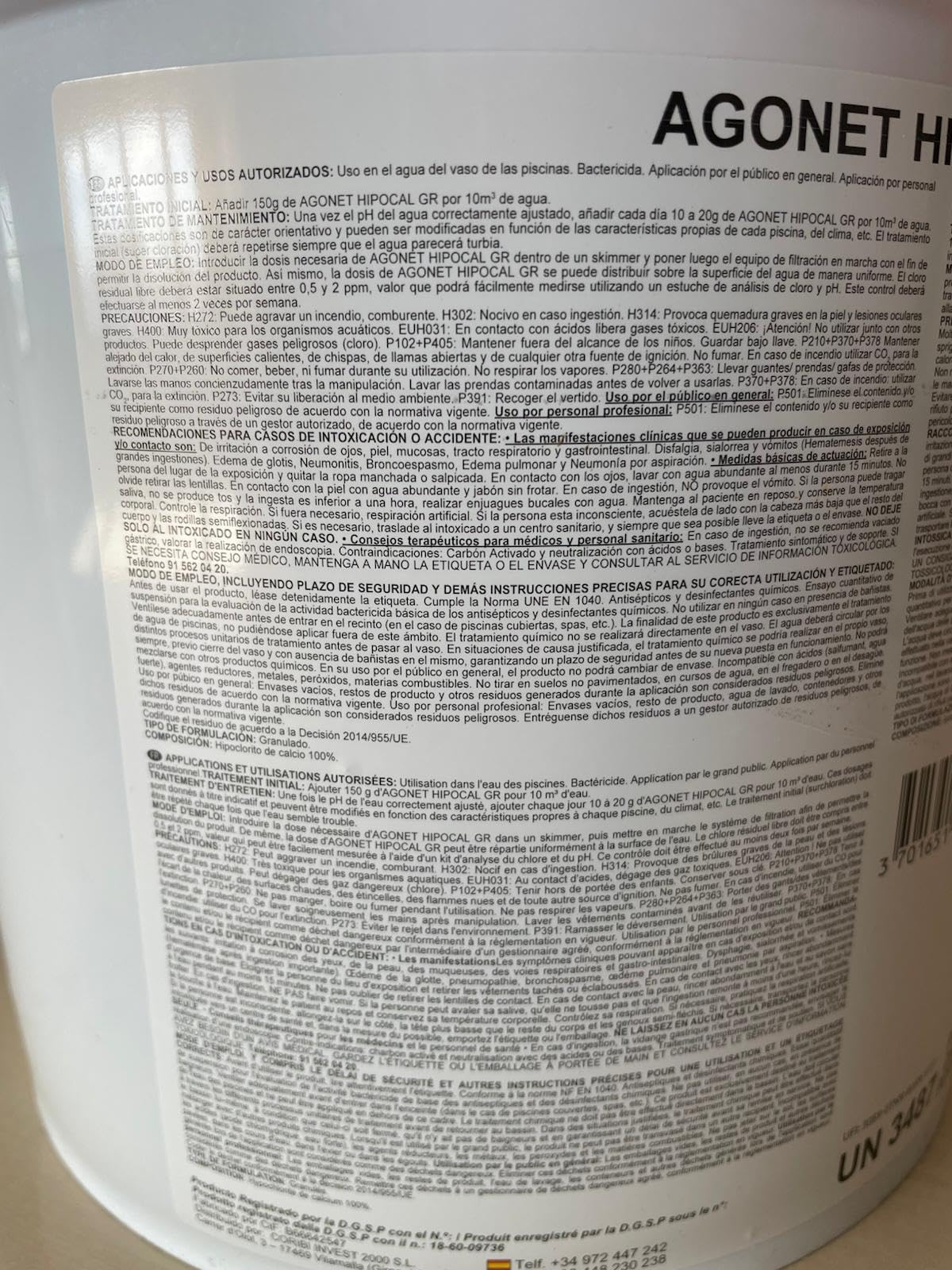 5 Kg Hypochlorite de Calcium granulés - Chlore Choc - Eau Verte & Trouble - chloration Choc Piscine