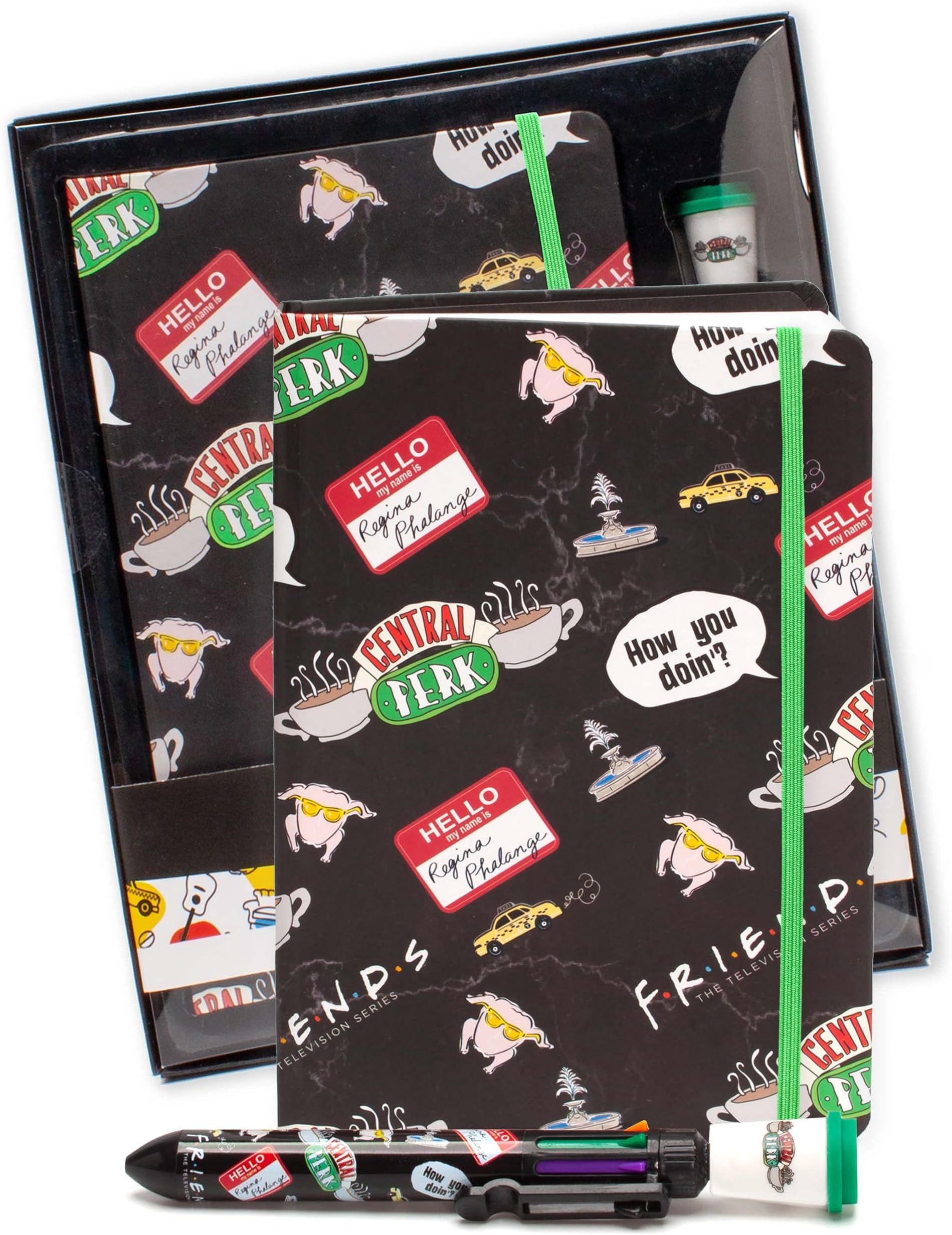 Friends Notebook & Pen Gift Set | A5 Central Perk Cafe Book Stationery with Multi-Coloured Pen | F.R.I.E.N.D.S Gift for Girls, Boys, Men & Women