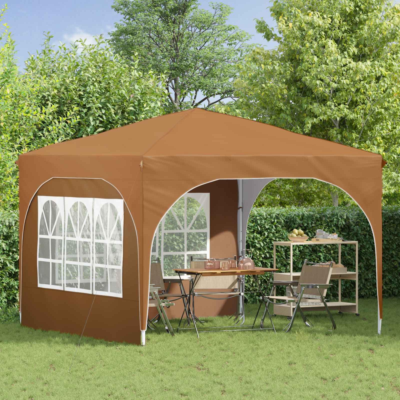Gazebo pieghevole per feste, 290 x 290 x 245 cm, beige