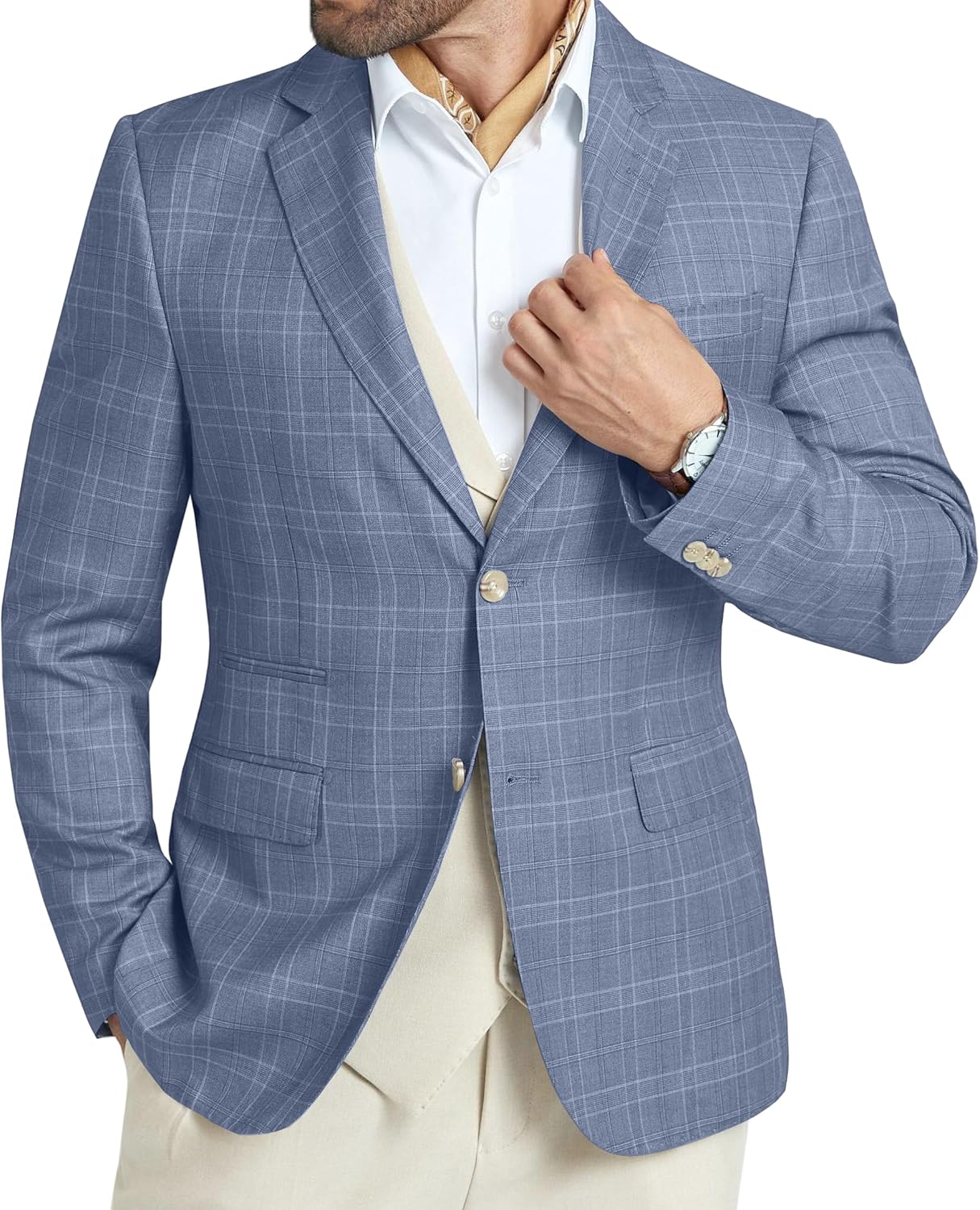 Men's Casual Blazer Slim Fit Suit Jacket for Men Plaid Blazer 2 Buttons Sports Coats for Mens Lightweight Blazers