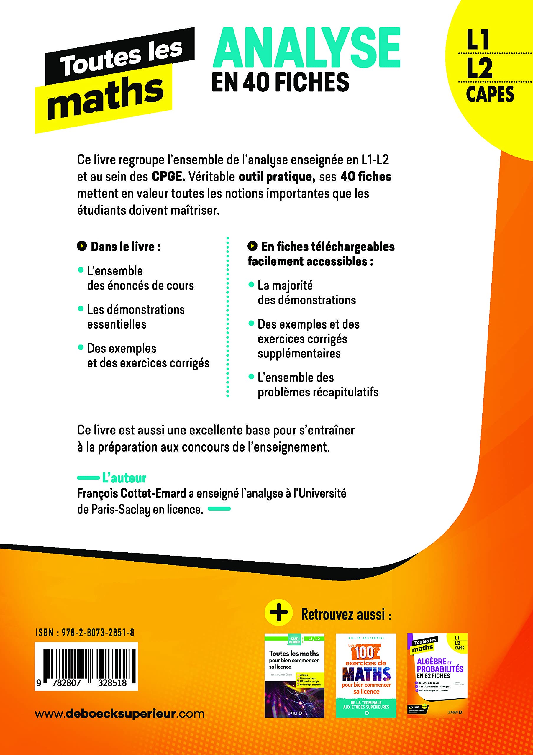 Toutes les maths – Analyse en 40 fiches: L1, L2, Capes