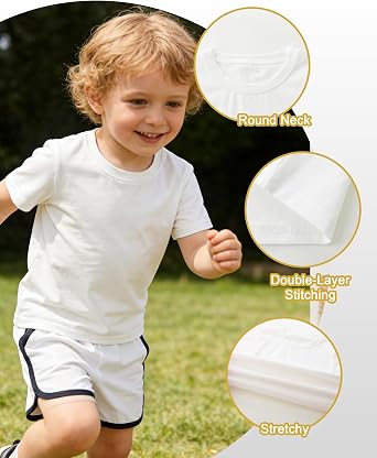 3 Pack Toddler Boy Shirts Short Sleeve Cotton Boys Tops Pull On Baby Tee Solid Summer Baby Boy Clothes Size 2-5T