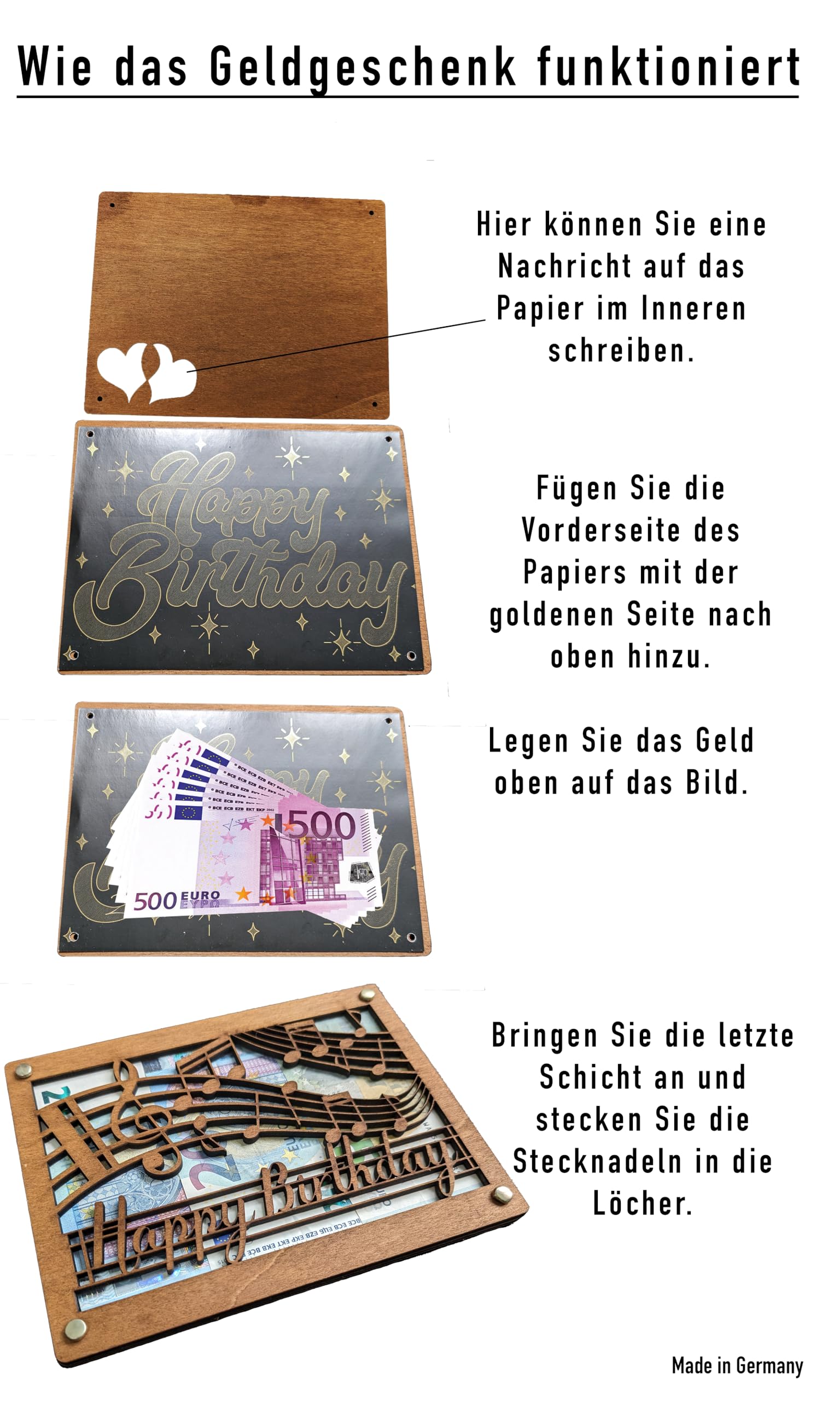 Coole Geldgeschenk-Umschläge Zum Geburtstag – Schwarz-Gold Mit Überraschungsdesign (6 Stück)