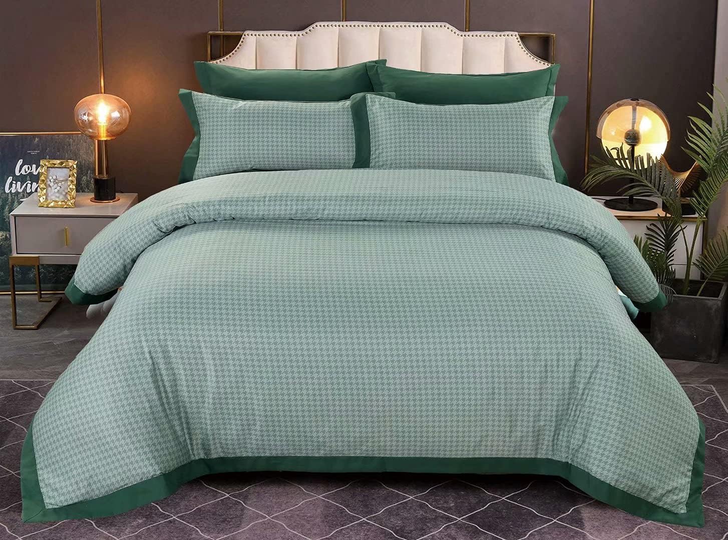 Fashion Tencel 6 Piece Suit King Size Duvet Cover Fitted Sheet - 220x240