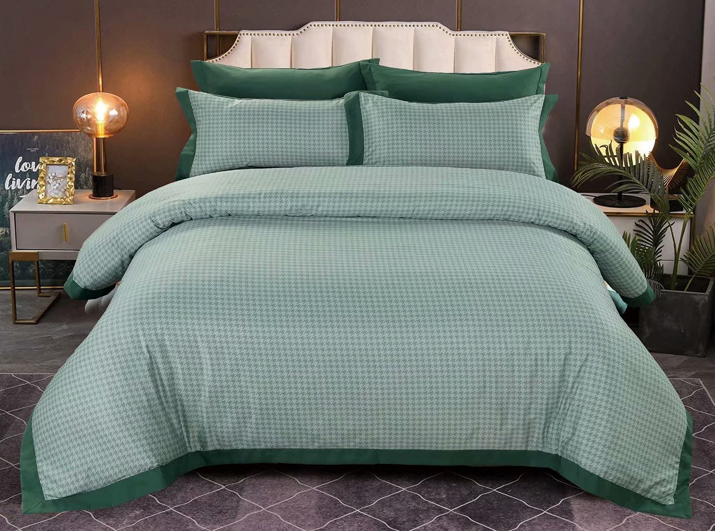 Fashion Tencel 6 Piece Suit King Size Duvet Cover Fitted Sheet - 220x240