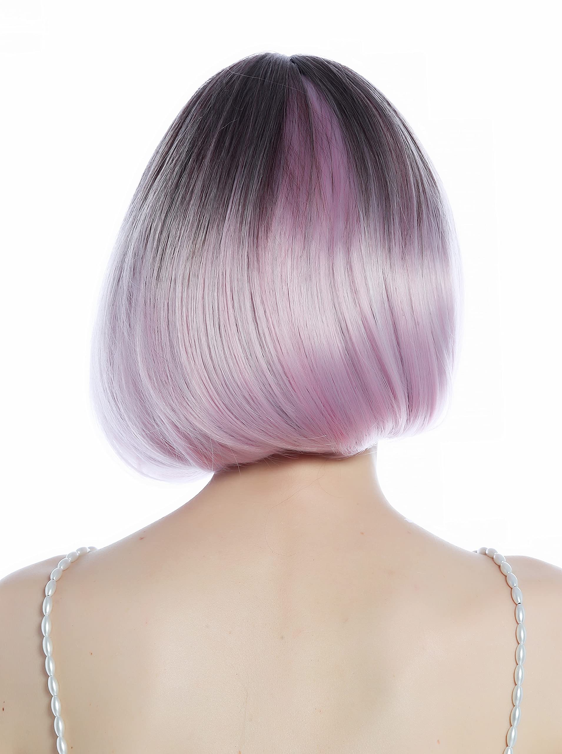 WIG ME UP - SZL0605-6AT2403 Cute Women's Wig short Bob bangs ombre colour brown to pink, ombre brown to pink (6AT2403) - Image 4