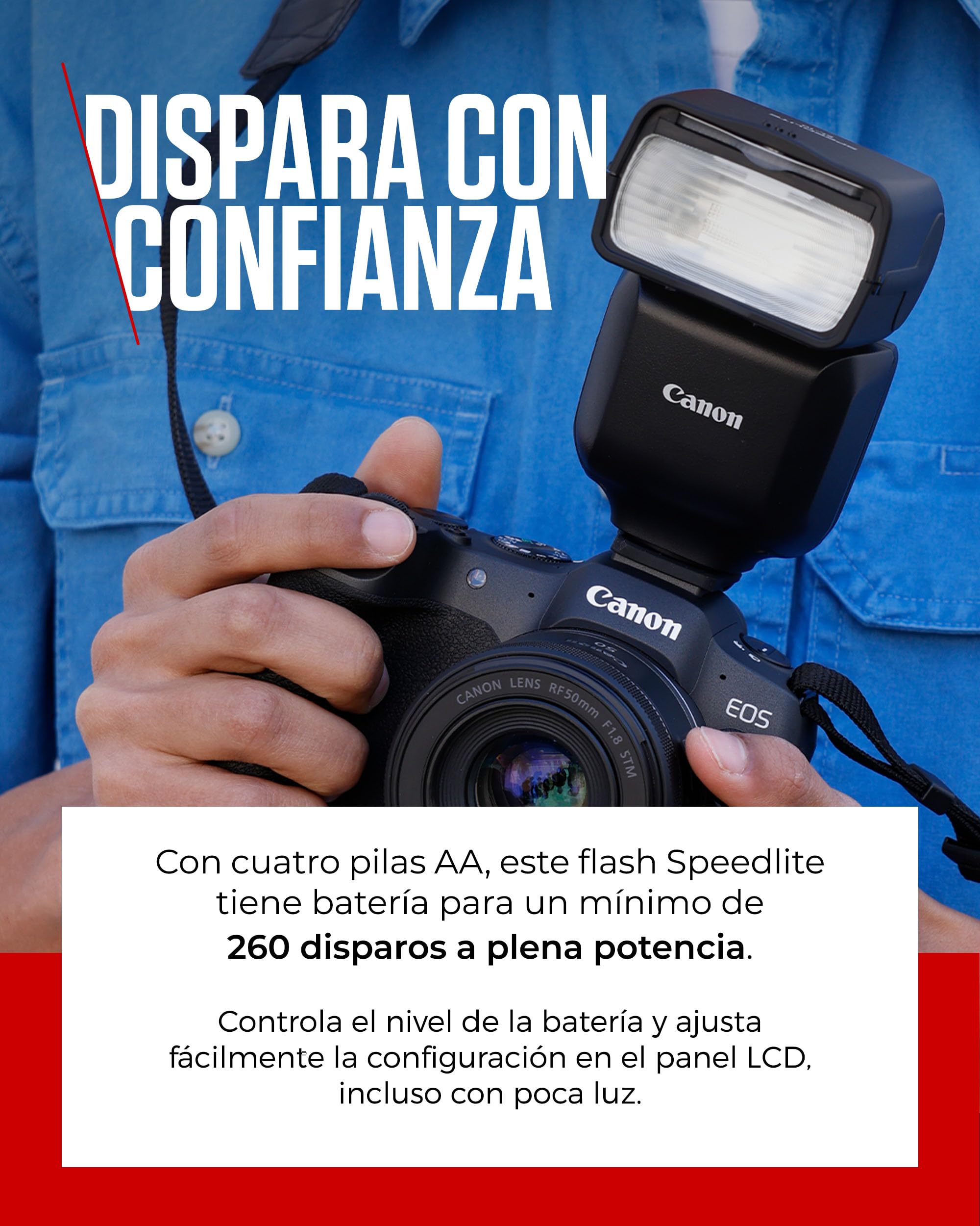 Canon Speedlite EL-10 con E-TTL II, Rango versátil de Potencia de 1/1 a 1/1024, Zapata multifunción, Ligero y Alimentado con Pilas AA.