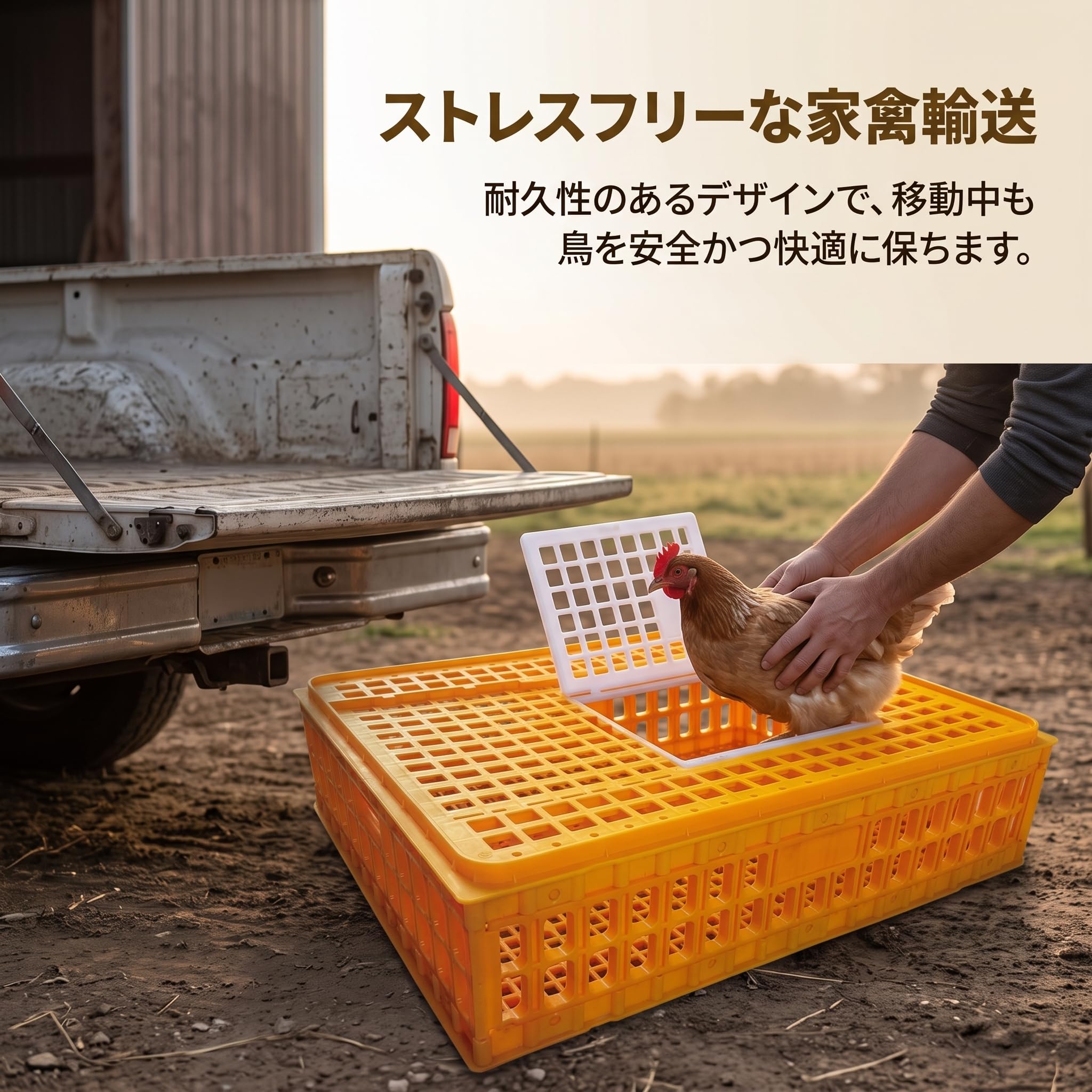 Jaula Transporte para Aves, Pollos, s y Conejos – Caja Plástico Resistente Anti-Caída, Amarillo
