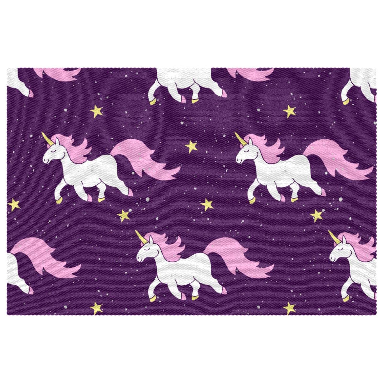 Set de table licorne pour repas de famille et goûter d'enfants, lot de 6 violets