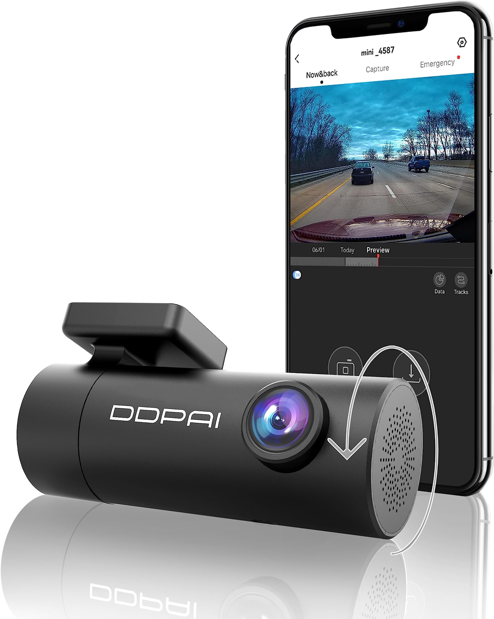 DDPAI Dash Cam 1296P, WiFi Dash Camera for Cars, Dash cam Front with App, Car Camera with Night Vision, 140° Wide Angle WDR, 24 Hours Parking Mode, G-Sensor, Loop Recording, Mini Pro