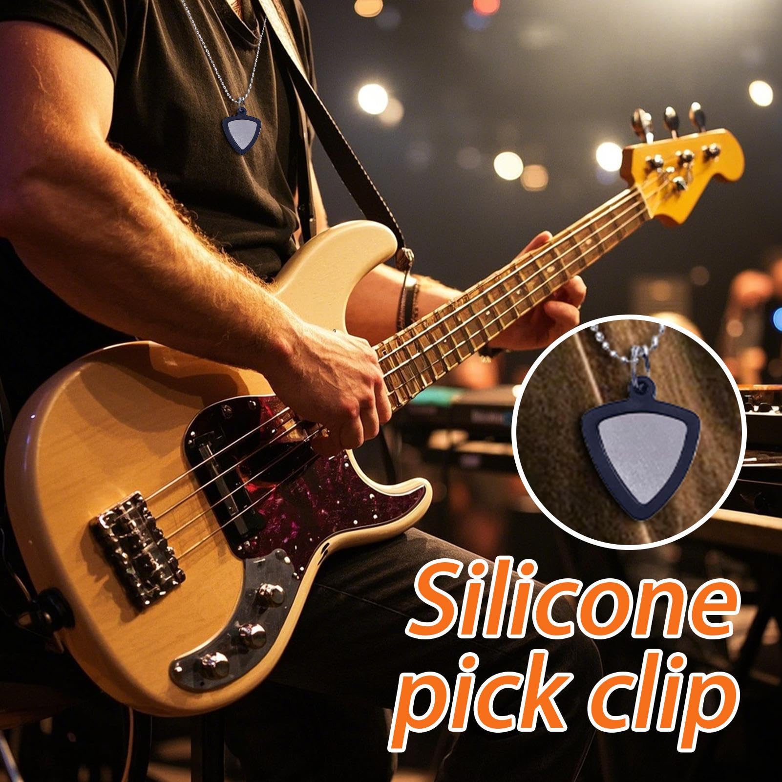 Guitar Pick Necklace Holder, Electric Bass Picks, 27.56 Inches, Adjustable Pendant Cord, Lightweight Storage Charm, Music Accessory for Playing Convenience, Concert or Practice Use