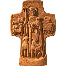 BGCOPPER Good Shepherd Wall Cross with Stand, Jesus and Lamb Cross Wall Decor, Wooden Jesus Cross for Wall, Standing Cross Passover Christmas Gift - 14 Inch