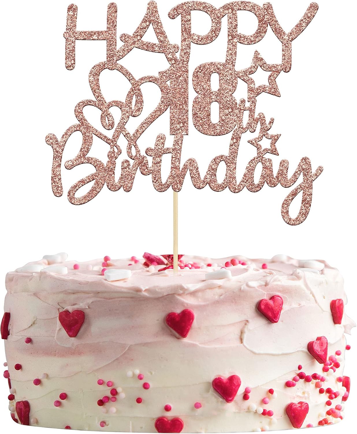 Gyufise 3 Pack Happy 18th Birthday Cake Toppers Rose Gold Glitter Hello 18 Cheers to 18 Years 18 & Fabulous Cake Pick Eighteen 18th Birthday Anniversary Party Decorations Supplies