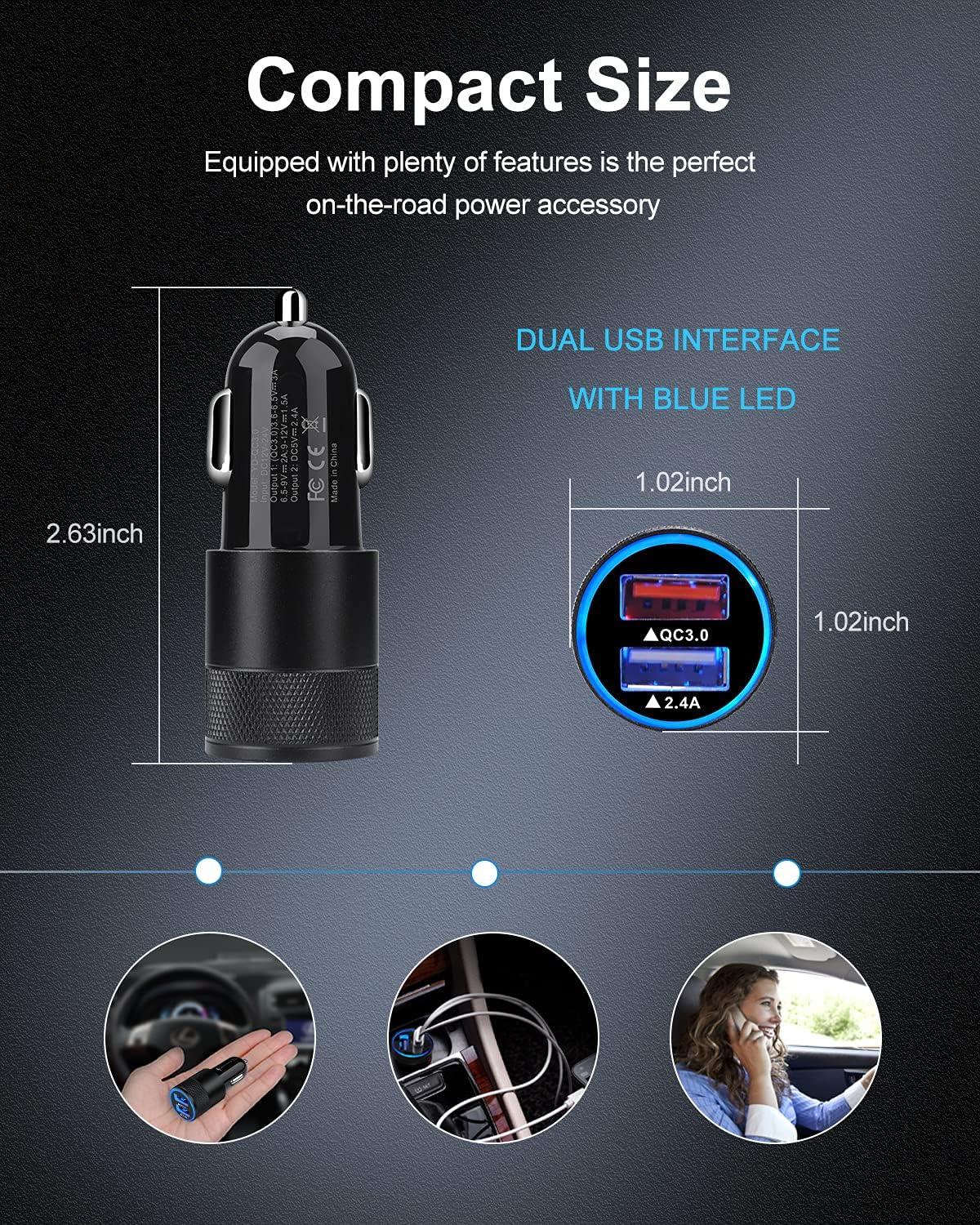 Car Charger Adapter, AILKIN Quick Charging 30W/5.4A Dual Ports Car Cigarette Lighter USB Charger Cargador Carro Block for iPhone 13 Pro Max 12, Samsung Galaxy S21 Kindle Android Fast Charge Power Plug : Cell Phones & Accessories