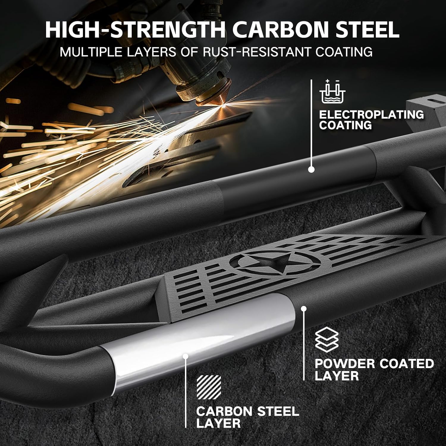 Running Boards Drop Side Steps Compatible with 2018 2019 2020 2021 2022 2023 2024 2025 2026 Jeep Wrangler JL JLU Unlimited 4 Doors, Heavy-Duty Steel Nerf Bars Step Plates Rock Slider Rail