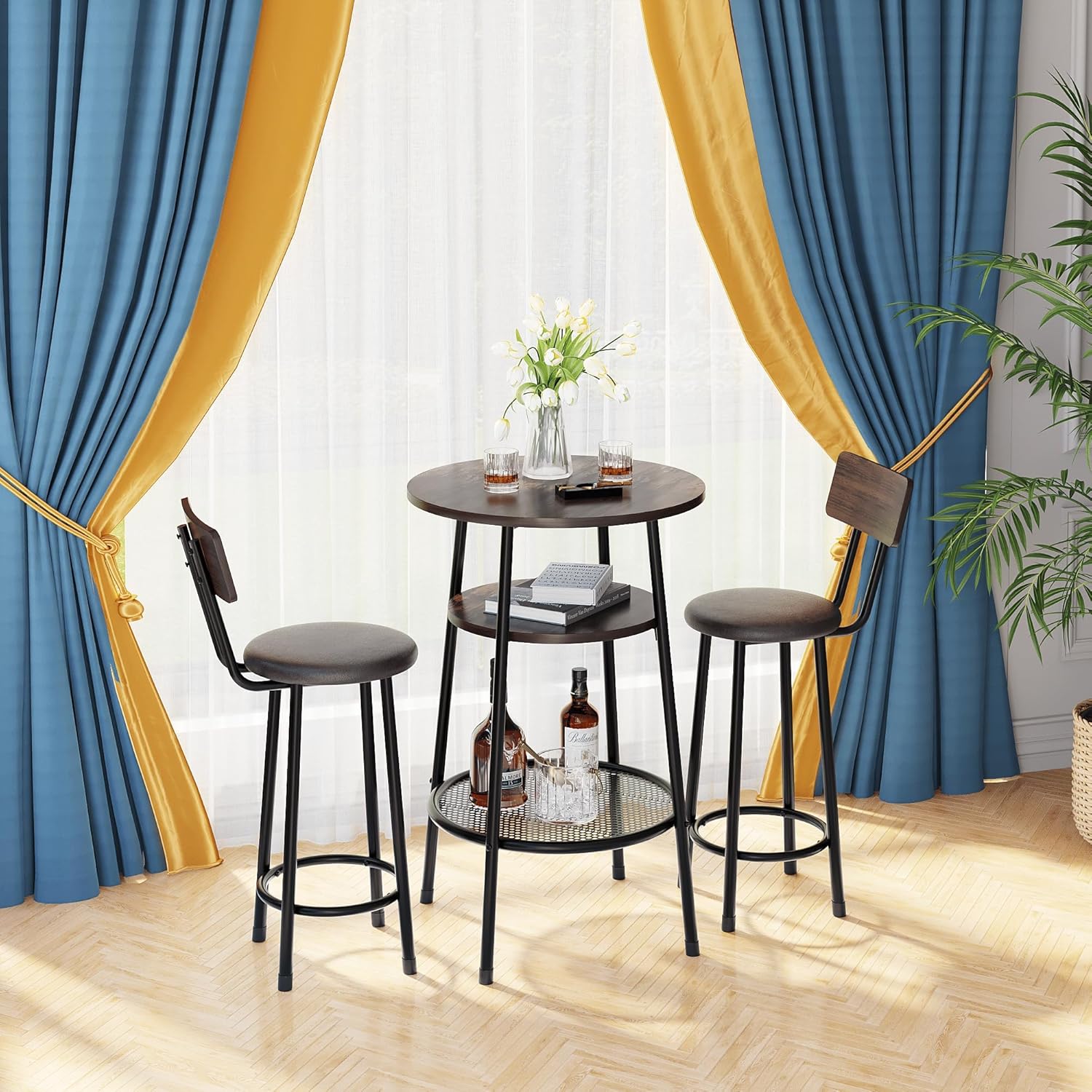 Amazon.com - KCMYOUNG Pub Bistro Table and Chairs Set of 2 High Top ...
