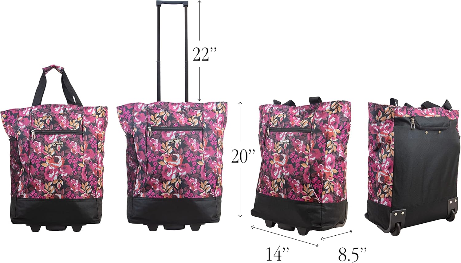 Rolling Tote Bag/Rolling Tote with Wheels and Handle/Shopping Tote Bag