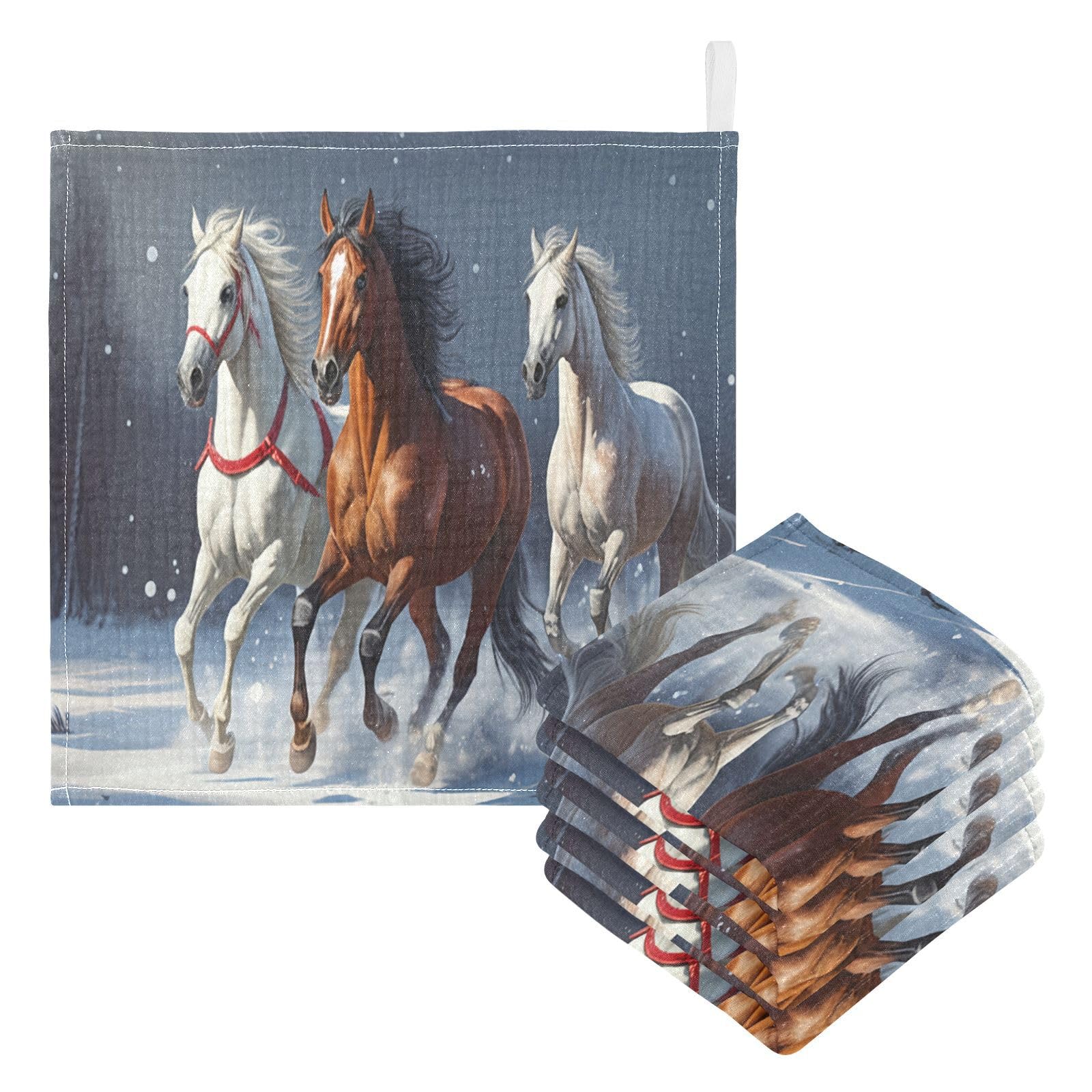 Kigai Running Horse Baby Washcloths,5pcs Ultra Soft Absorbent Towel,Newborn Bath Face Towel, Natural Reusable Baby Wipes for Sensitive Skin, Baby Registry as Shower