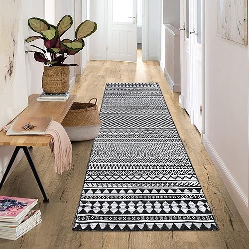 Miniatura 7 de Fashionwu Alfombra de pasillo marroquí que no desprende pelusa, alfombra grande, oriental, envejecida, antigua, para baño, sala de estar, 2 x 10