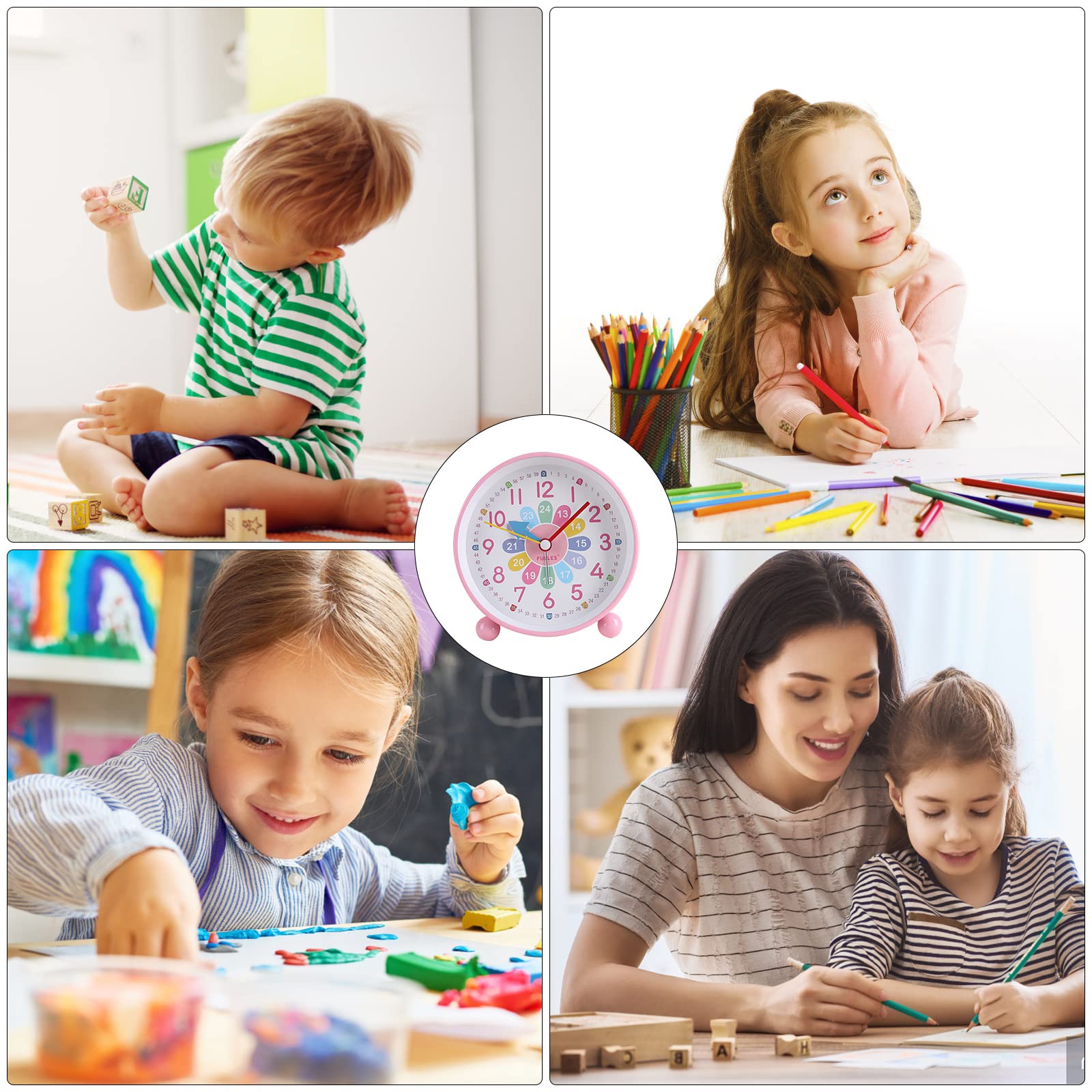 VOSSOT Réveil Numérique Enfants sans Tic-tac Silencieux Horloge Analogique Compact avec Veilleuse Snooze