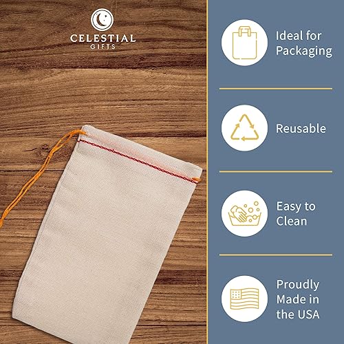 Miniatura 2 de Dobladillo de muselina de algodón bolsas 3x 5inch (7x 12cm), color rojo y naranja cordón 25Count Pack