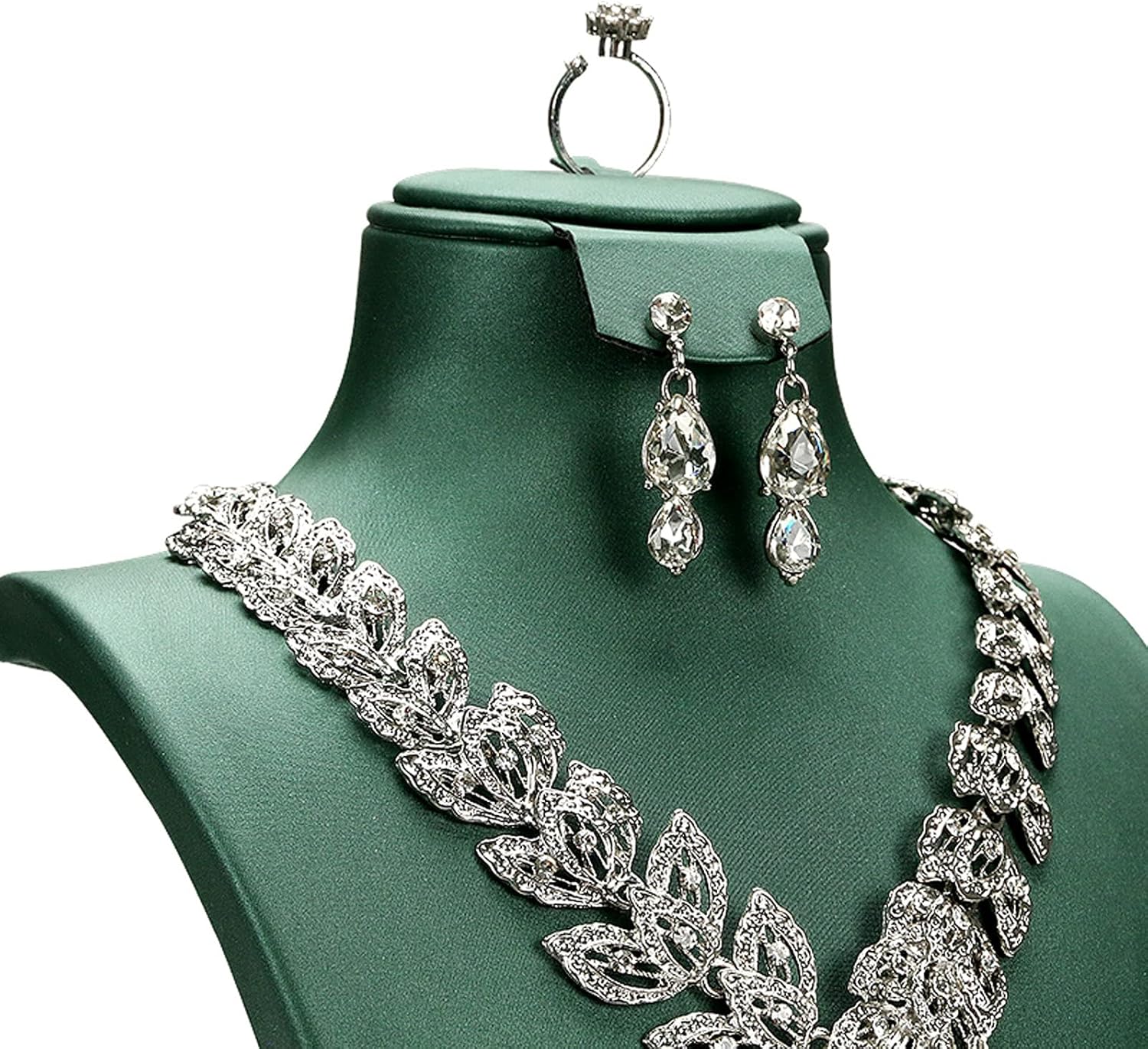 Jewelry Towers Green Leather Necklace Pendant Chain Jewelry Bust Display Holder Stand 3D Necklace Organizer Jewelry Display Holder Jewelry Organizers (Size : Medium) (Large)
